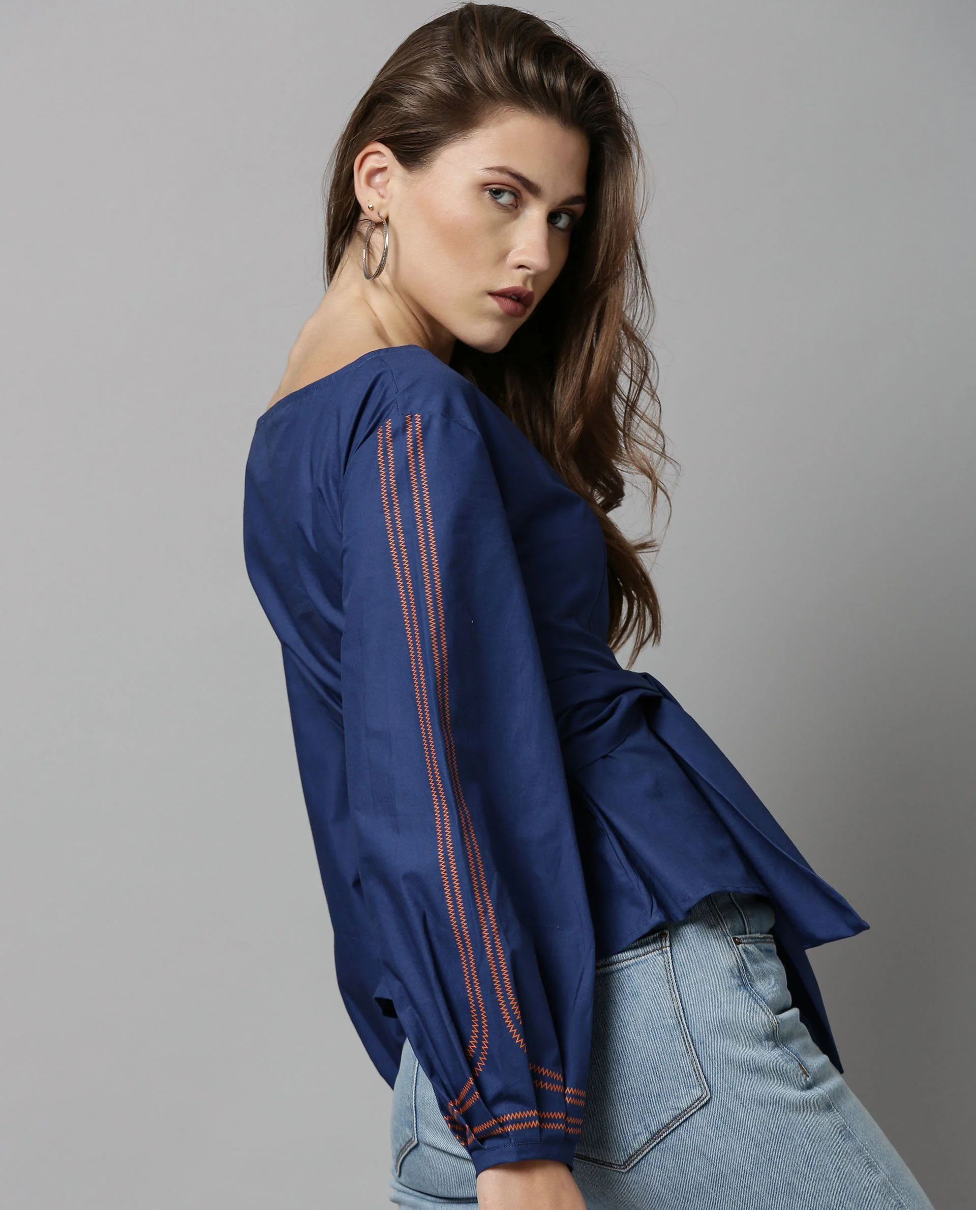 Rareism Women Tulip-Rz Blue Top Full Sleeves Solid - Image 5