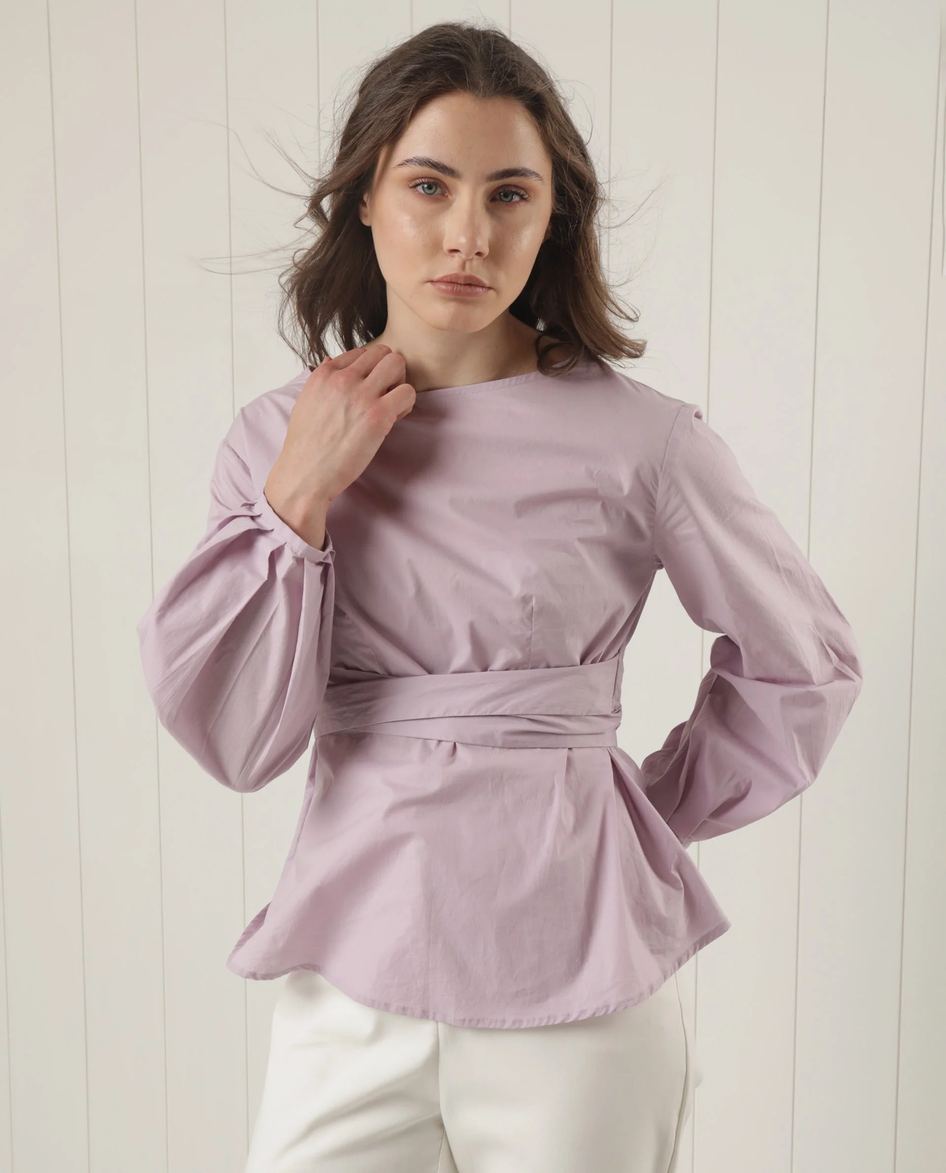 Rareism Women's Tulipo Purple Cotton Boat Neck Plain Regular Fit Top - Image 4