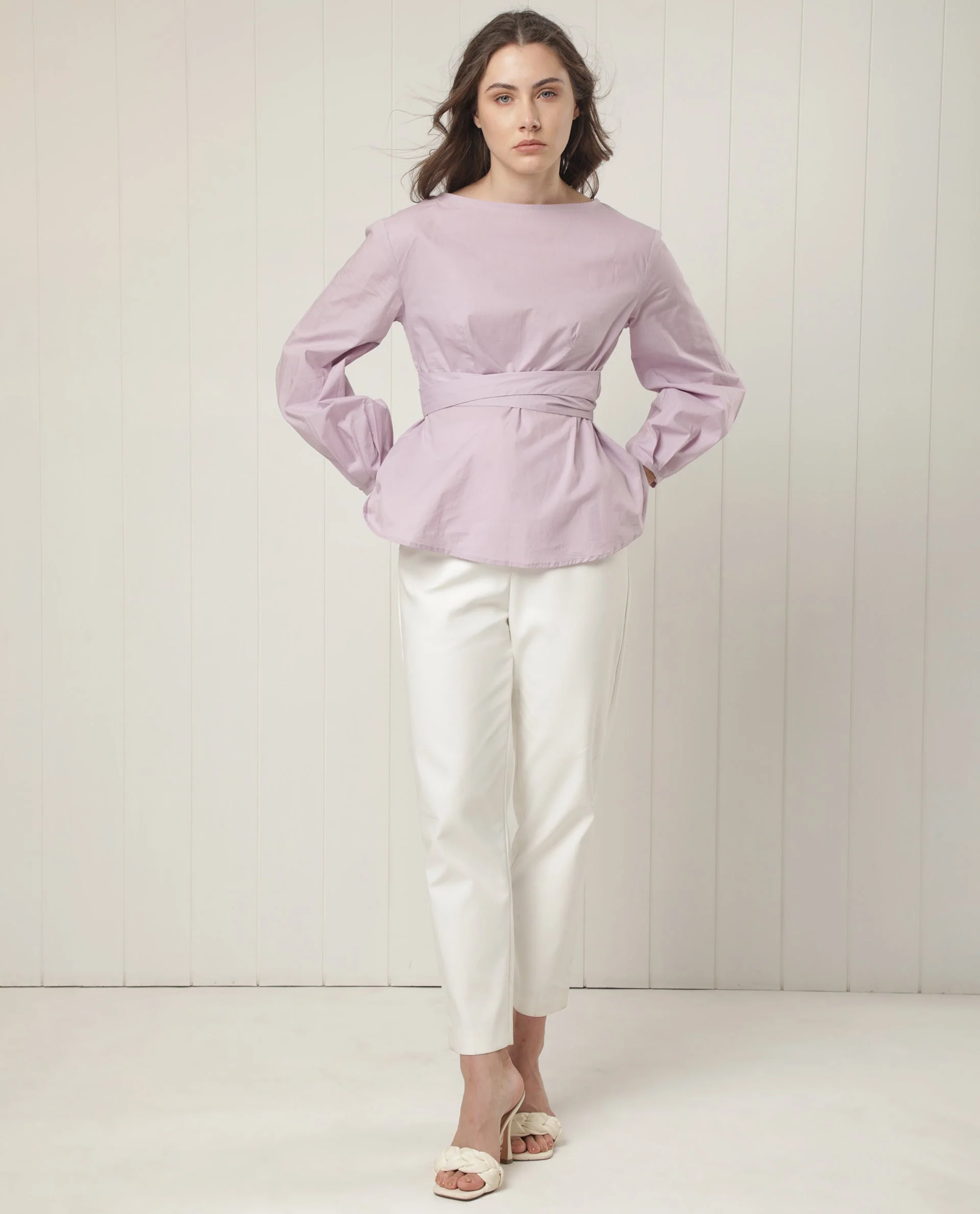 Rareism Women's Tulipo Purple Cotton Boat Neck Plain Regular Fit Top - Image 6