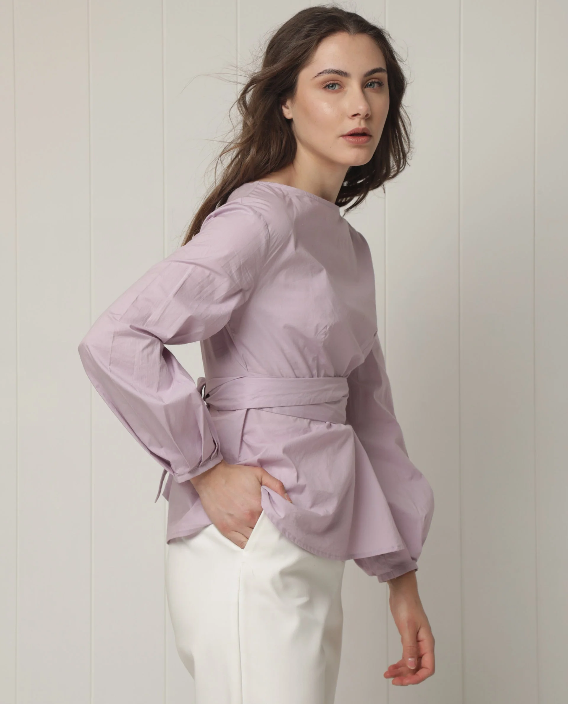 Rareism Women's Tulipo Purple Cotton Boat Neck Plain Regular Fit Top - Image 7