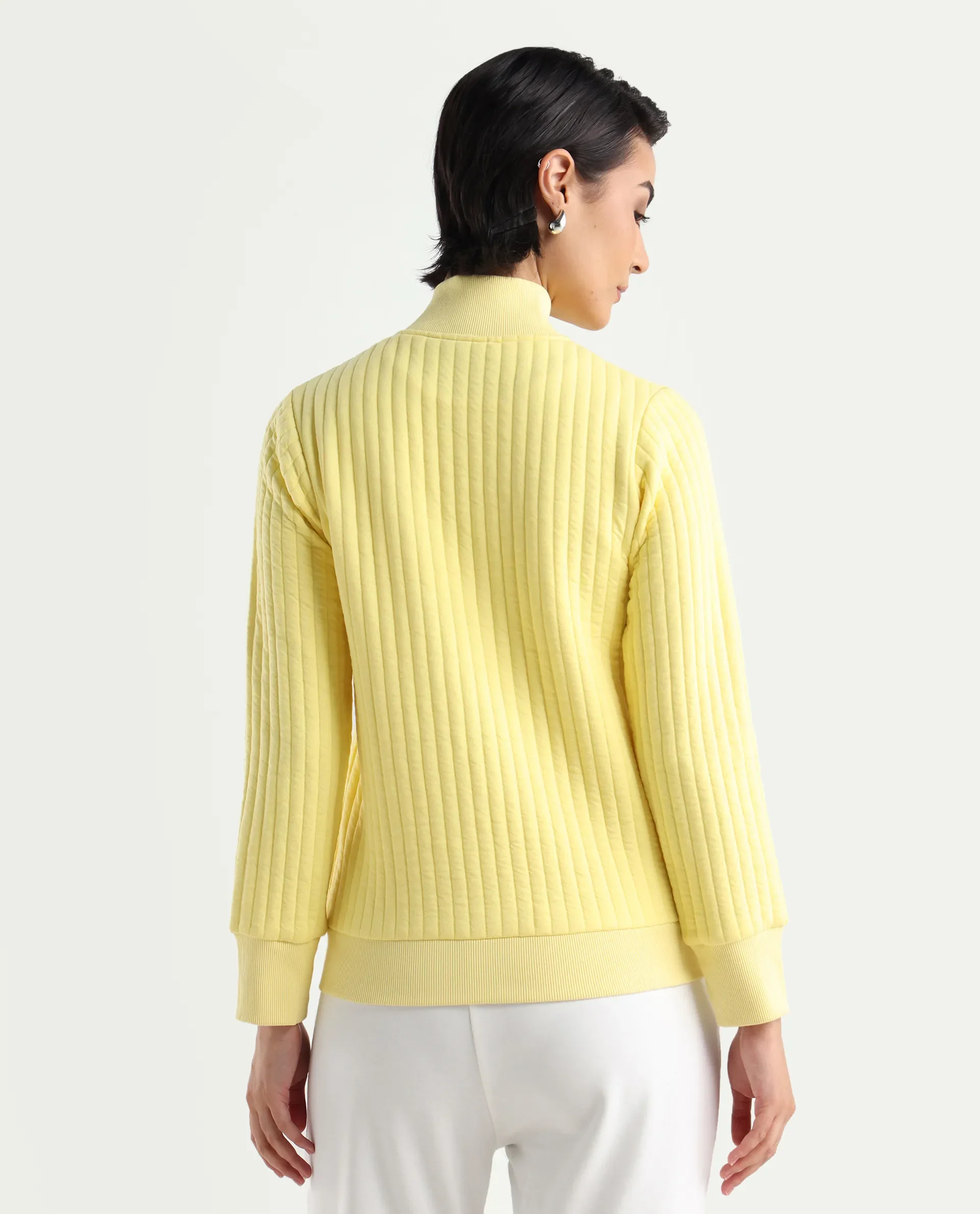 Rareism Women's Tunceli Light Yellow Polyester Blend Mandarin Collar Plain Regular Fit Jacket - Image 8