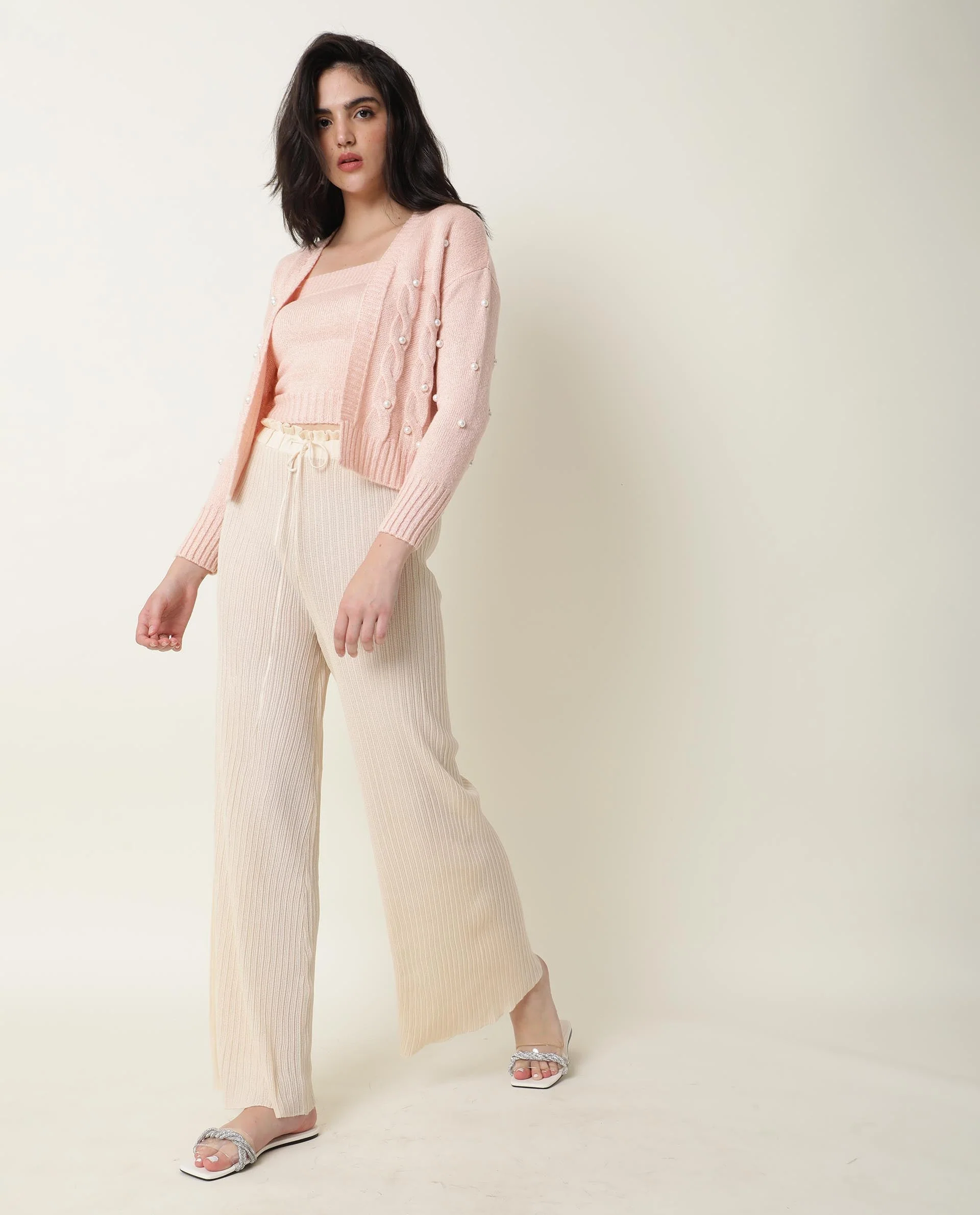 Rareism Women's Tunnel Pink Viscose Collarless Embellished Regular Fit Sweater - Image 10