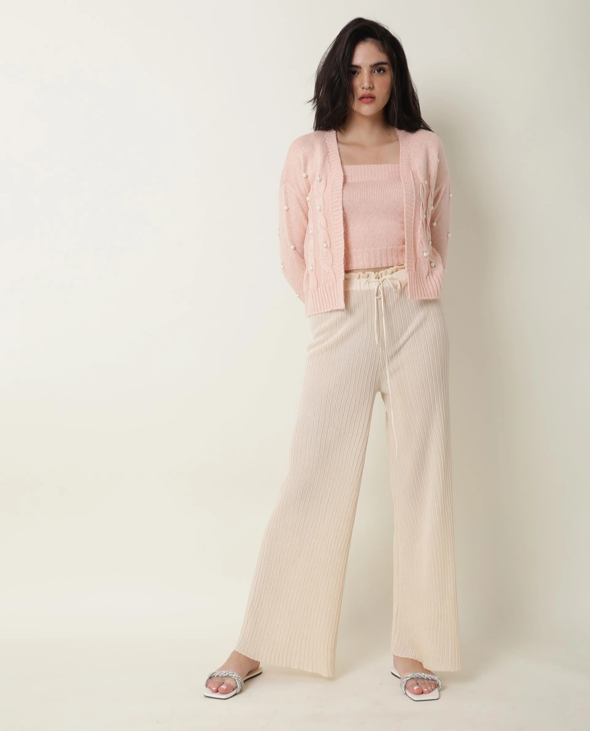 Rareism Women's Tunnel Pink Viscose Collarless Embellished Regular Fit Sweater - Image 9