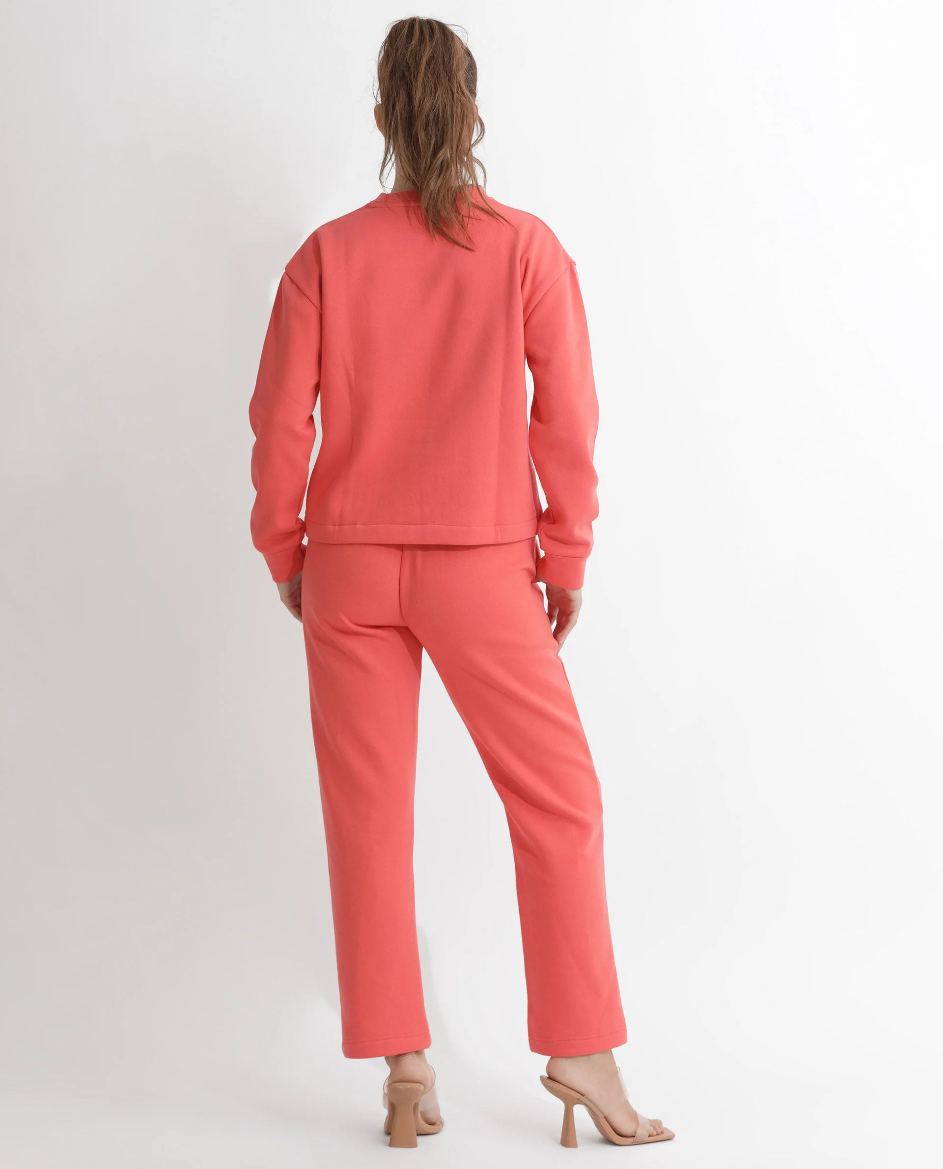Rareism Women's Tupino Orange Polyester Blend Crew Neck Plain Cuffed Sleeve Relaxed Fit Sweatshirt - Image 11