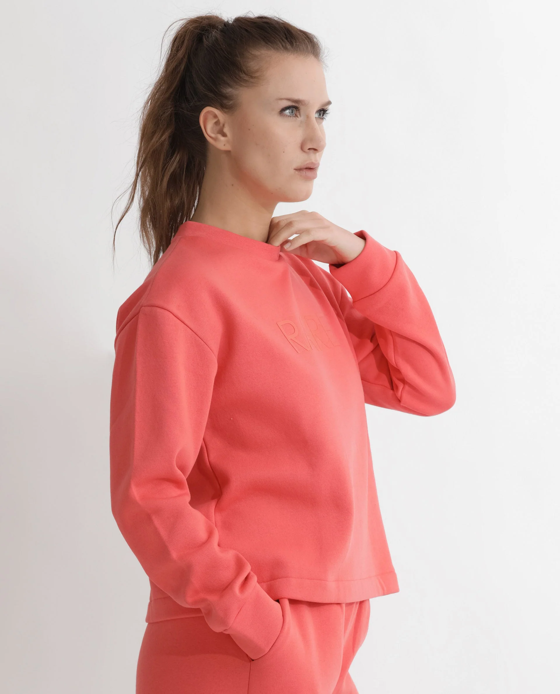 Rareism Women's Tupino Orange Polyester Blend Crew Neck Plain Cuffed Sleeve Relaxed Fit Sweatshirt - Image 13