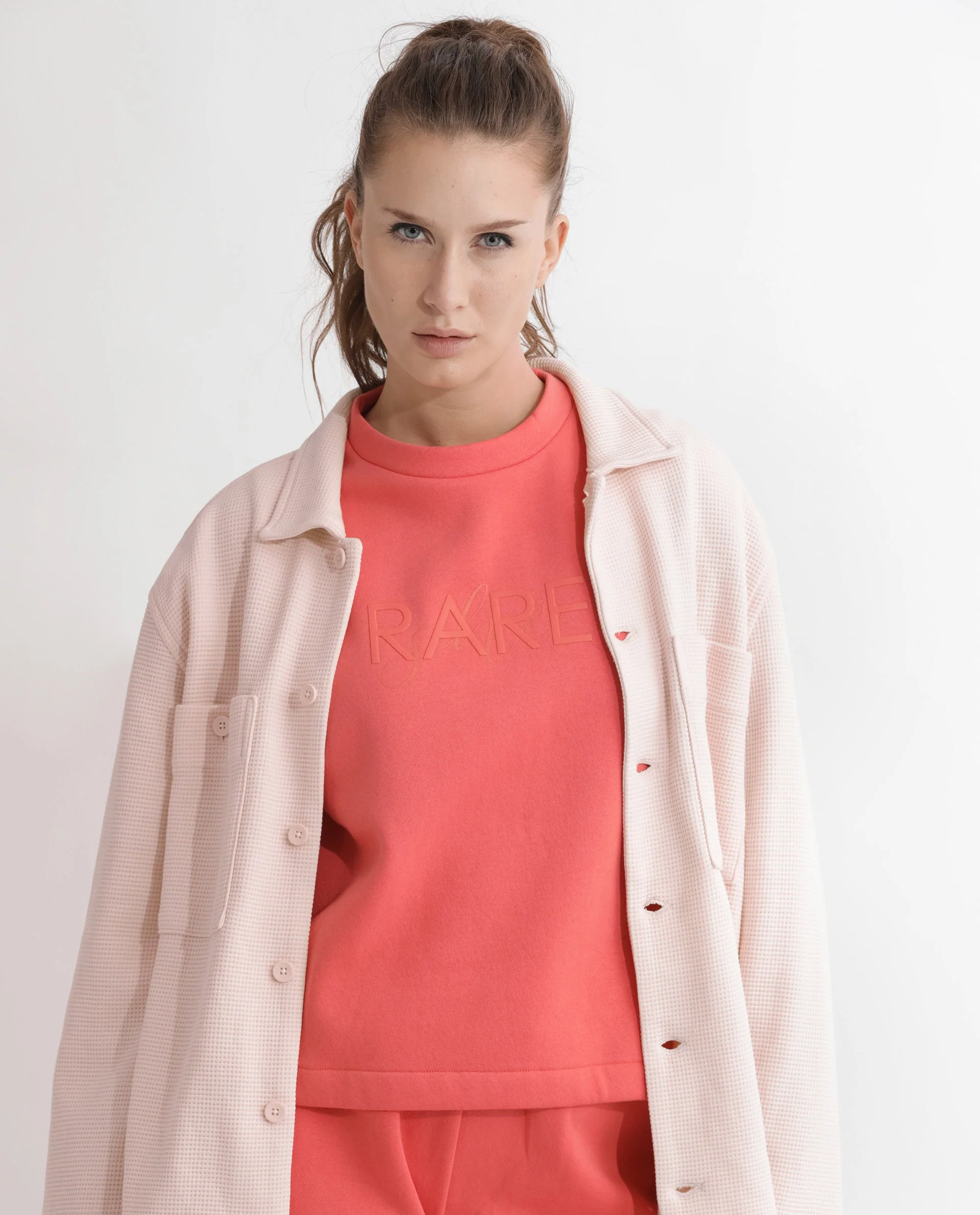 Rareism Women's Tupino Orange Polyester Blend Crew Neck Plain Cuffed Sleeve Relaxed Fit Sweatshirt - Image 7