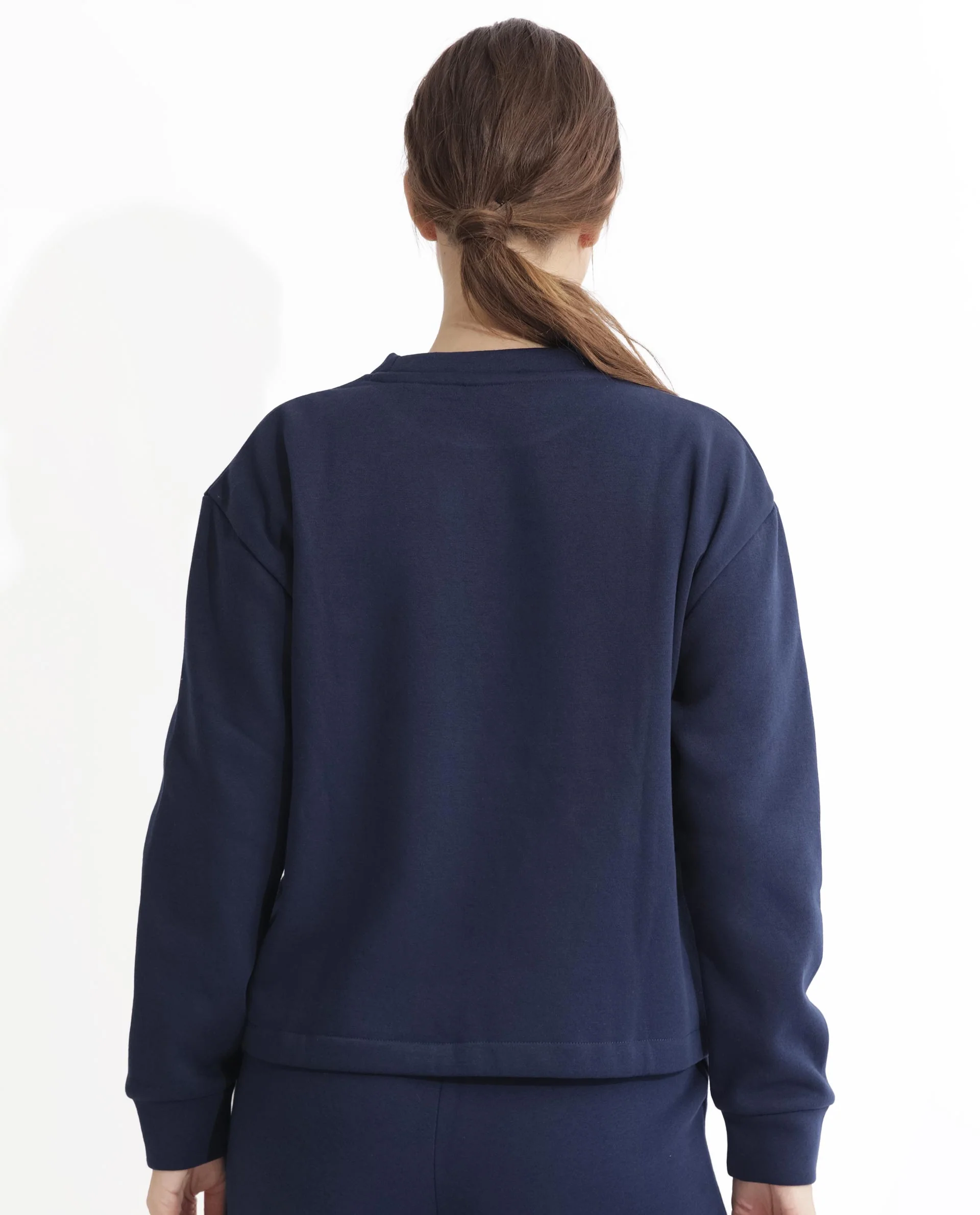 Rareism Women's Tuppen Navy Polyester Blend Crew Neck Printed Relaxed Fit Sweatshirt - Image 8