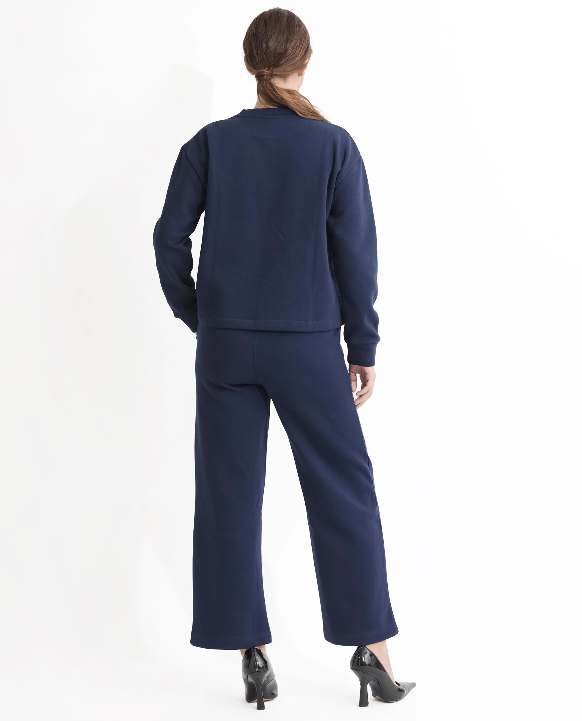 Rareism Women's Tuppen Navy Polyester Blend Crew Neck Printed Relaxed Fit Sweatshirt - Image 9