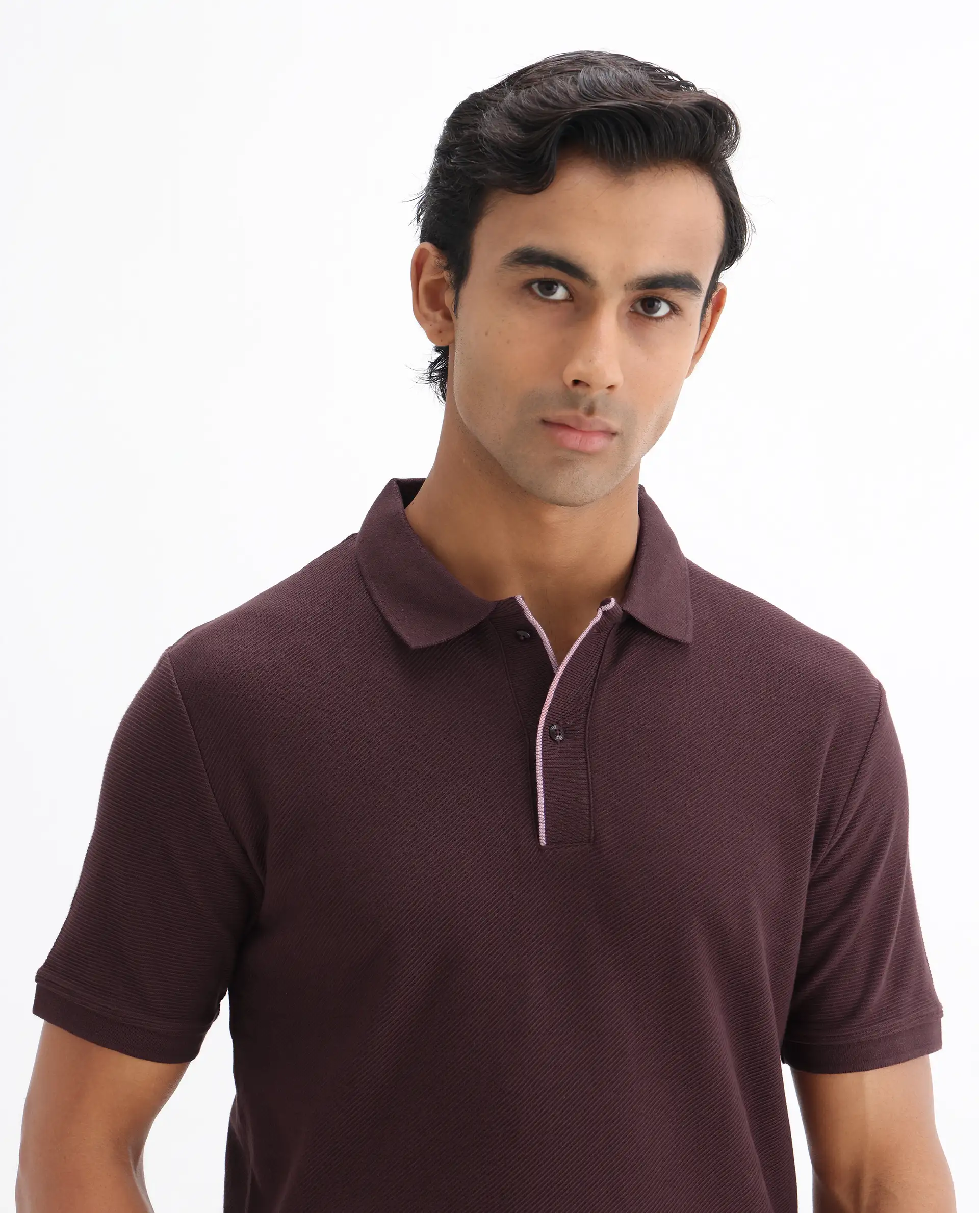 Rare Rabbit Men's Turino Brown Cotton Plain Regular Fit Half Sleeve Polo - Image 6