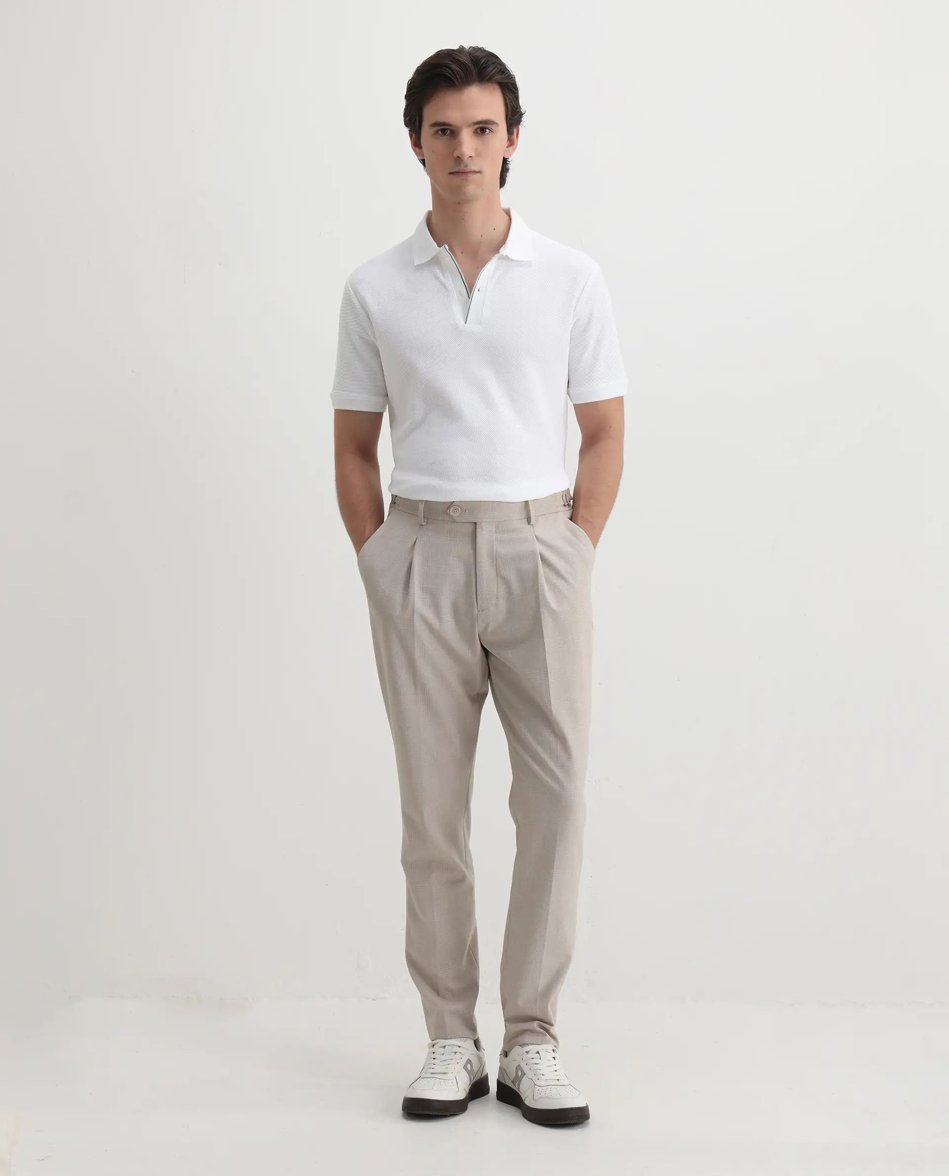 Rare Rabbit Men's Turino White Cotton Plain Regular Fit Half Sleeve Polo - Image 2