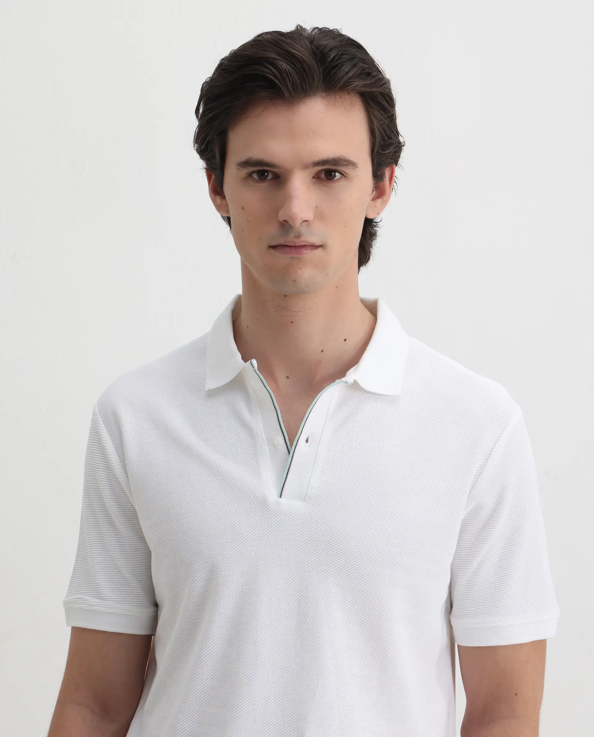 Rare Rabbit Men's Turino White Cotton Plain Regular Fit Half Sleeve Polo - Image 4