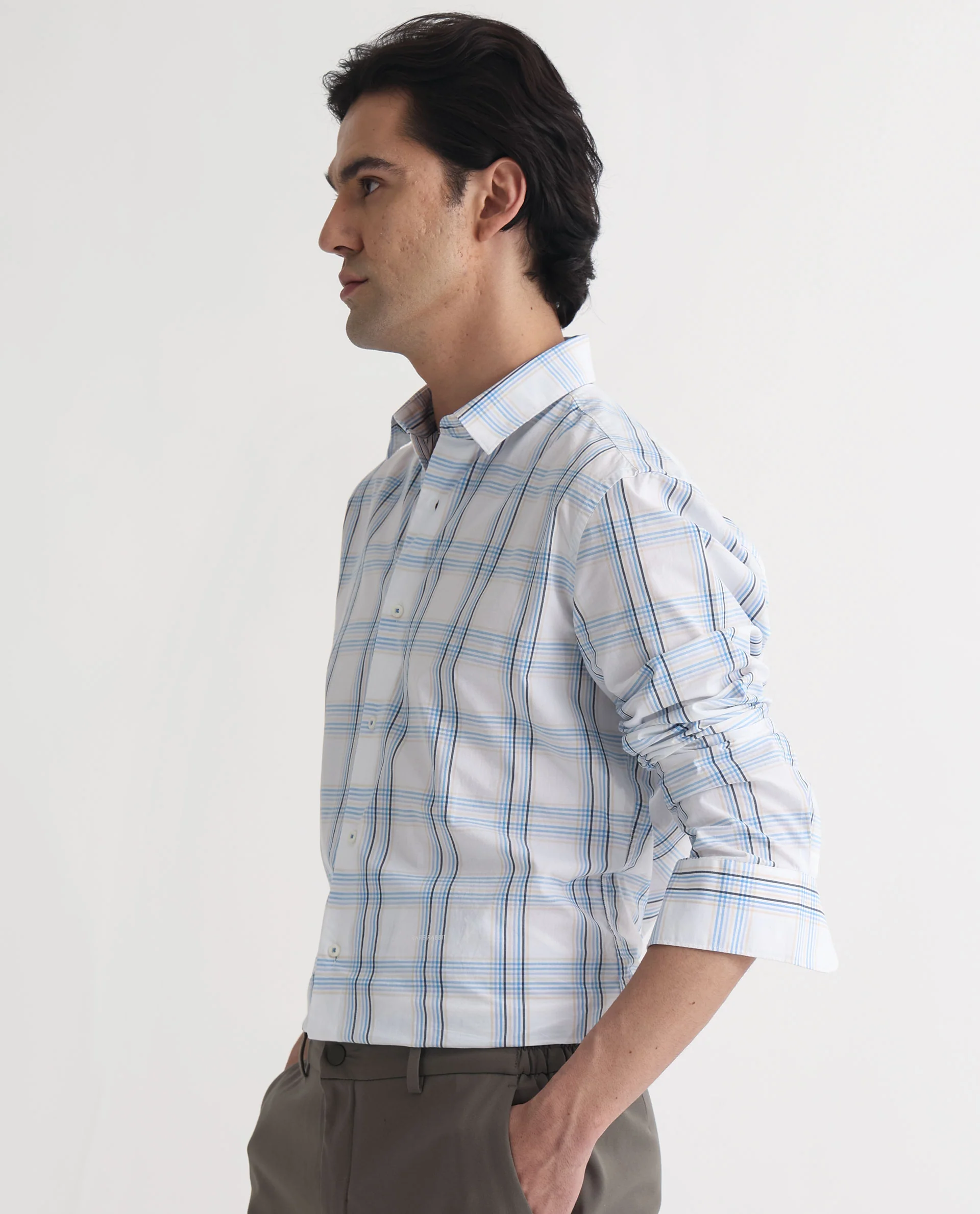 Rare Rabbit Men's Turvo White Cotton Checked Print Regular Fit Full Sleeve Collared Shirt - Image 3
