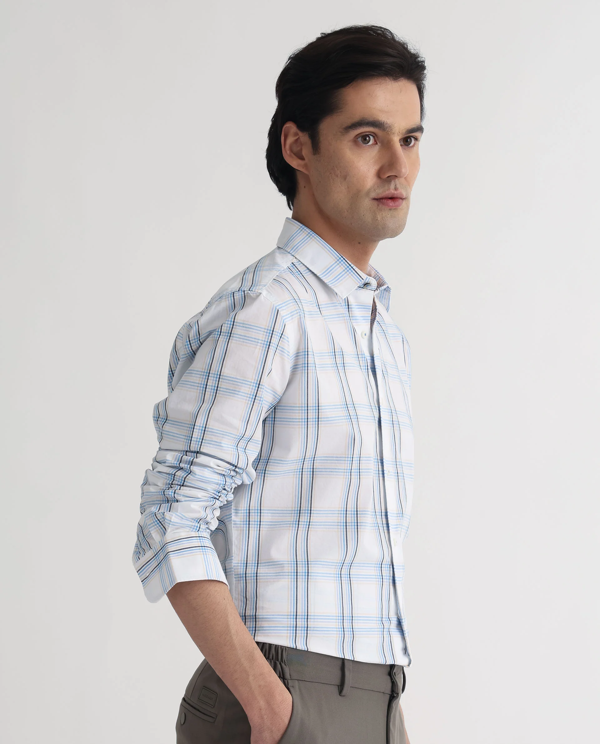 Rare Rabbit Men's Turvo White Cotton Checked Print Regular Fit Full Sleeve Collared Shirt - Image 6