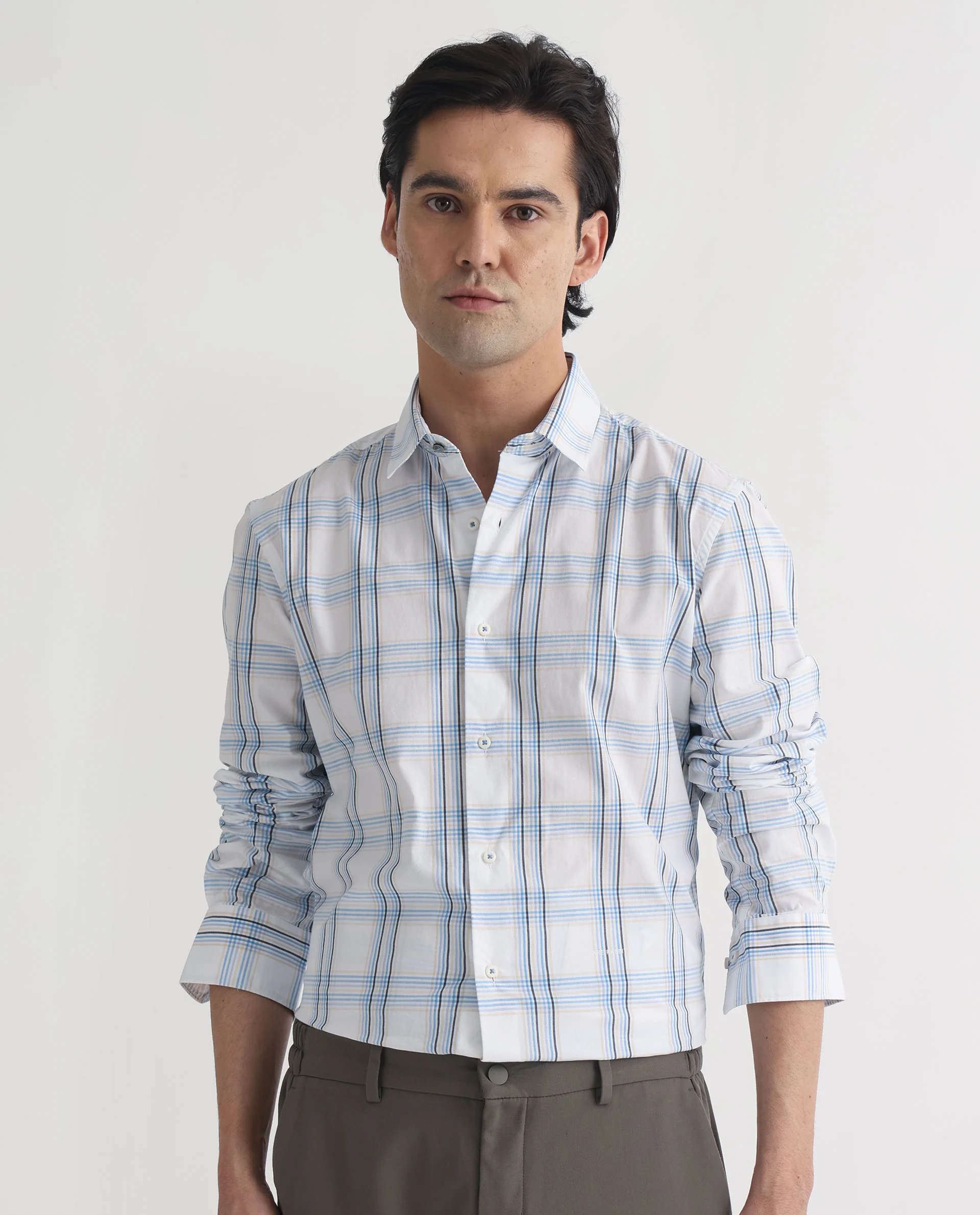 Rare Rabbit Men's Turvo White Cotton Checked Print Regular Fit Full Sleeve Collared Shirt - Image 8