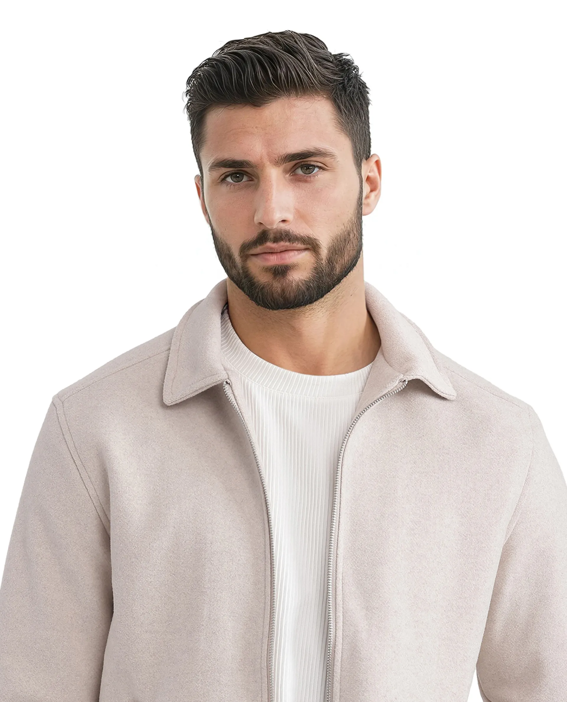 Rare Rabbit Men's Tweeder-2 Beige Polyester Plain Regular Fit Full Sleeve Spread Collar Jacket - Image 5