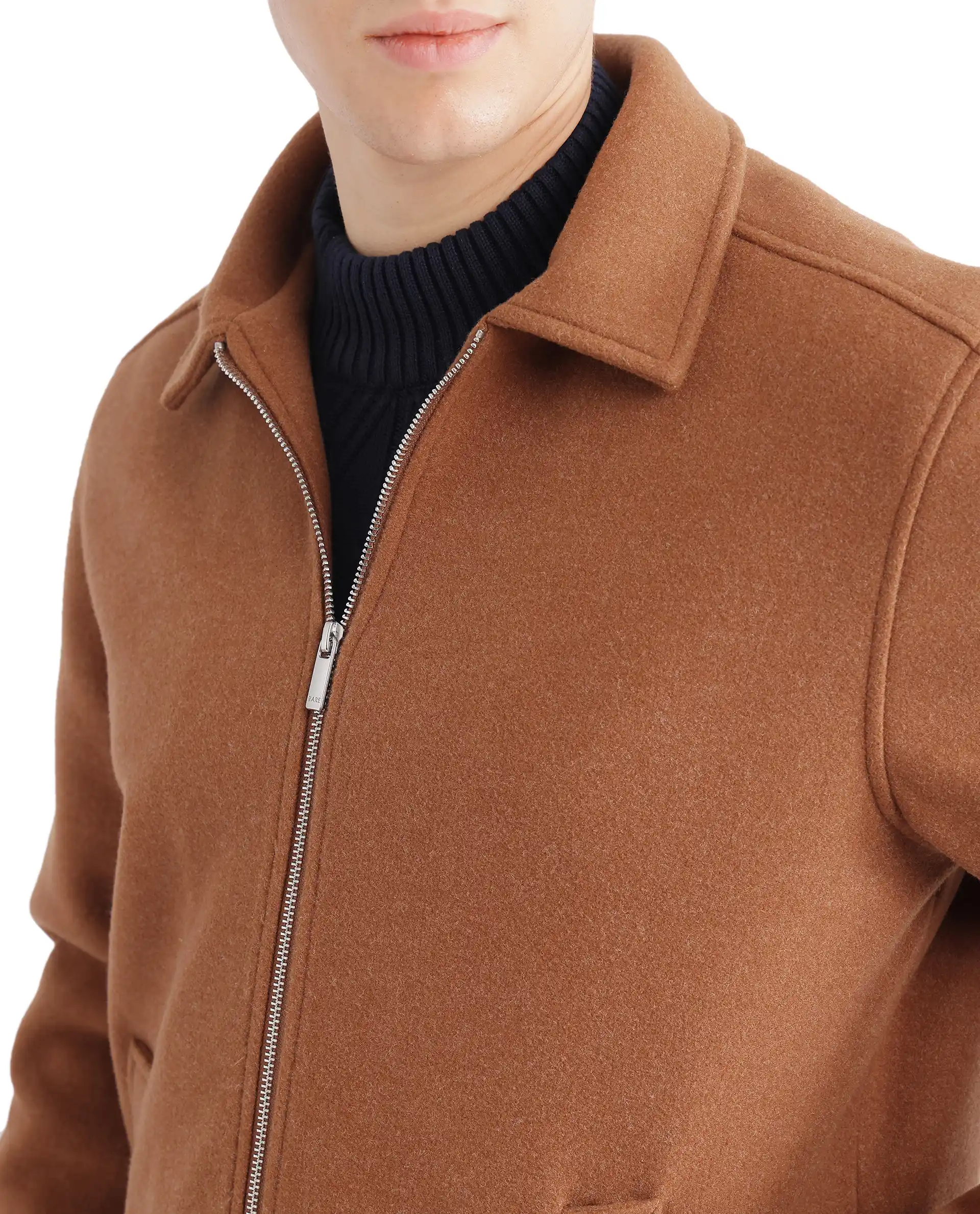 Rare Rabbit Men's Tweeder-2 Brown Polyester Blend Plain Relaxed Fit Full Sleeve Spread Collar Jacket - Image 3