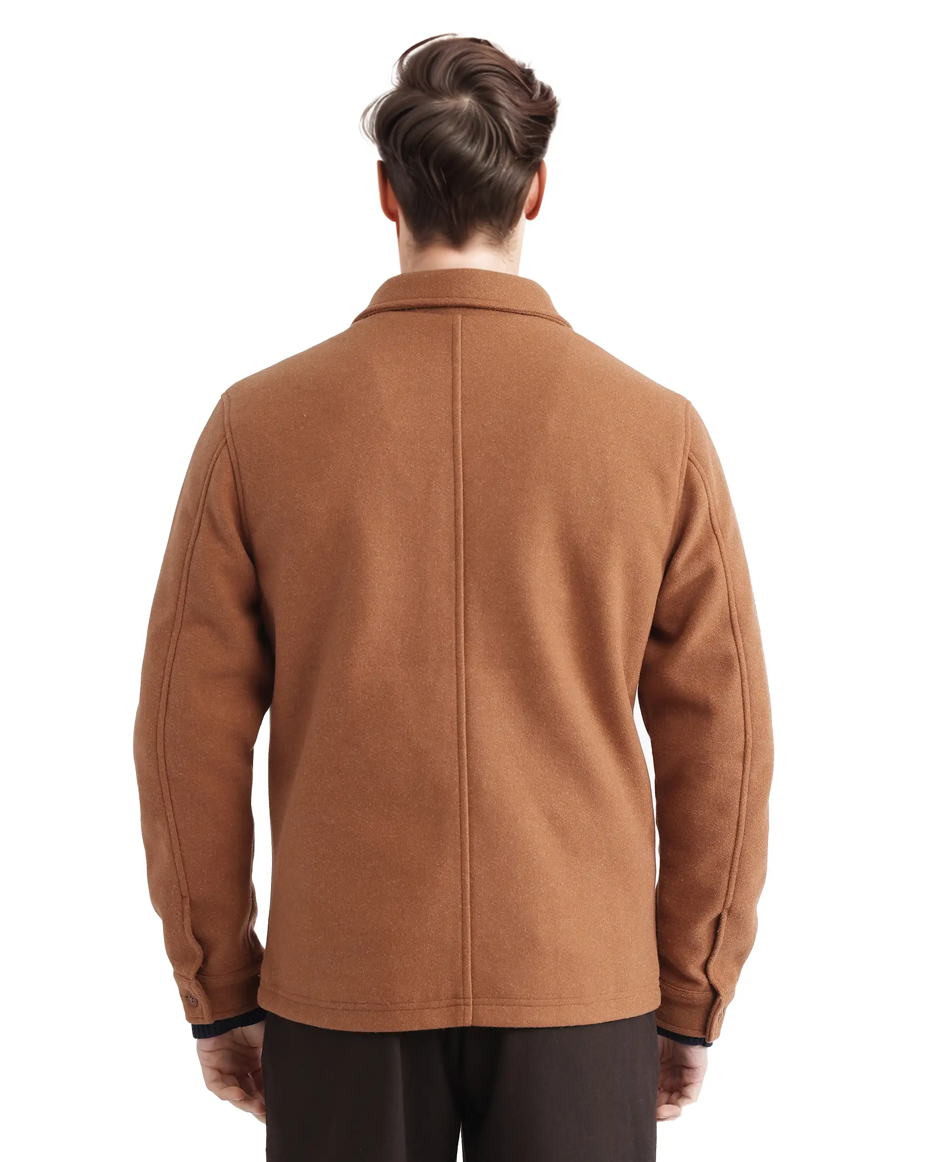 Rare Rabbit Men's Tweeder-2 Brown Polyester Blend Plain Relaxed Fit Full Sleeve Spread Collar Jacket - Image 4