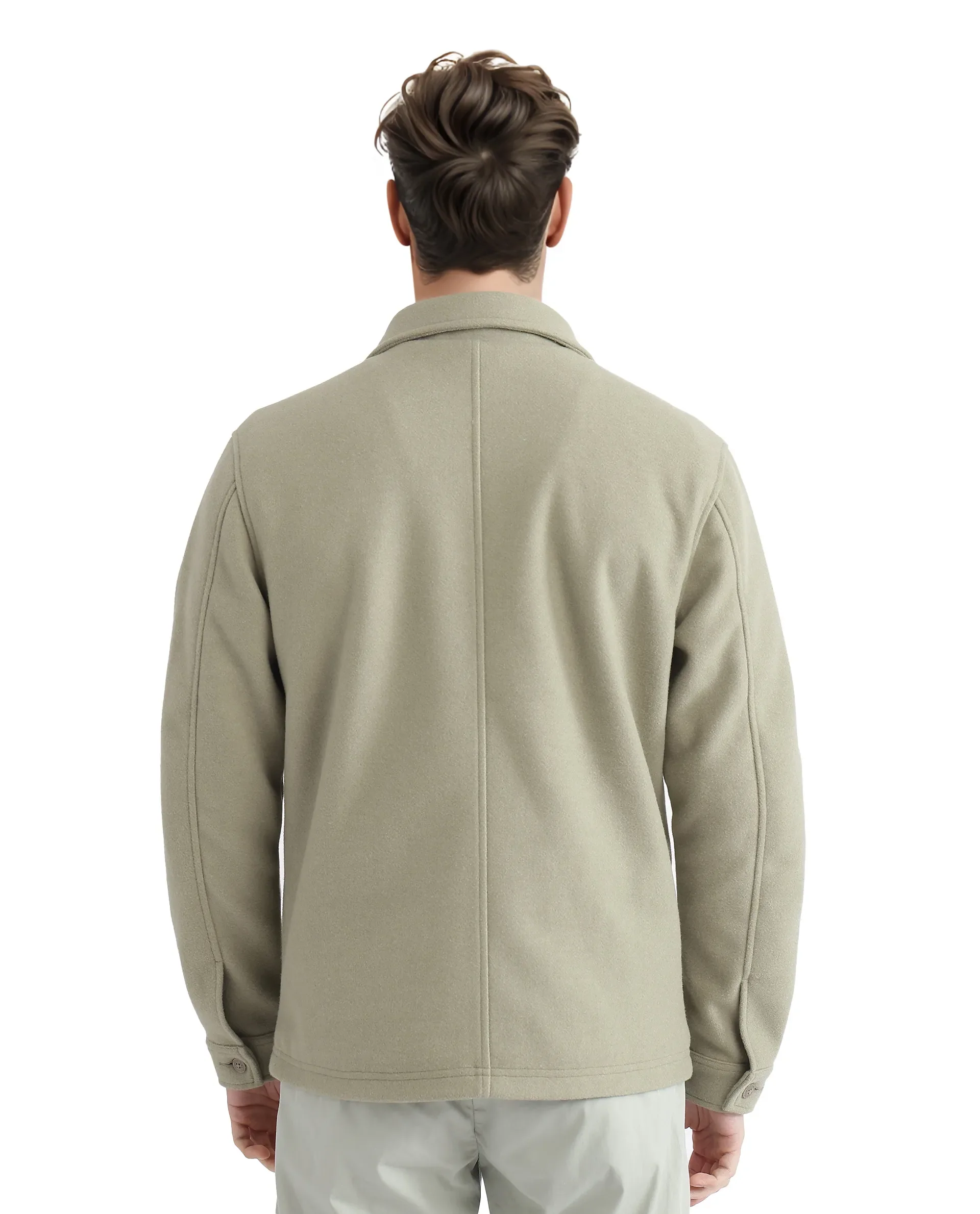 Rare Rabbit Men's Tweeder-2 Pastel Green Polyester Blend Plain Relaxed Fit Full Sleeve Spread Collar Jacket - Image 4