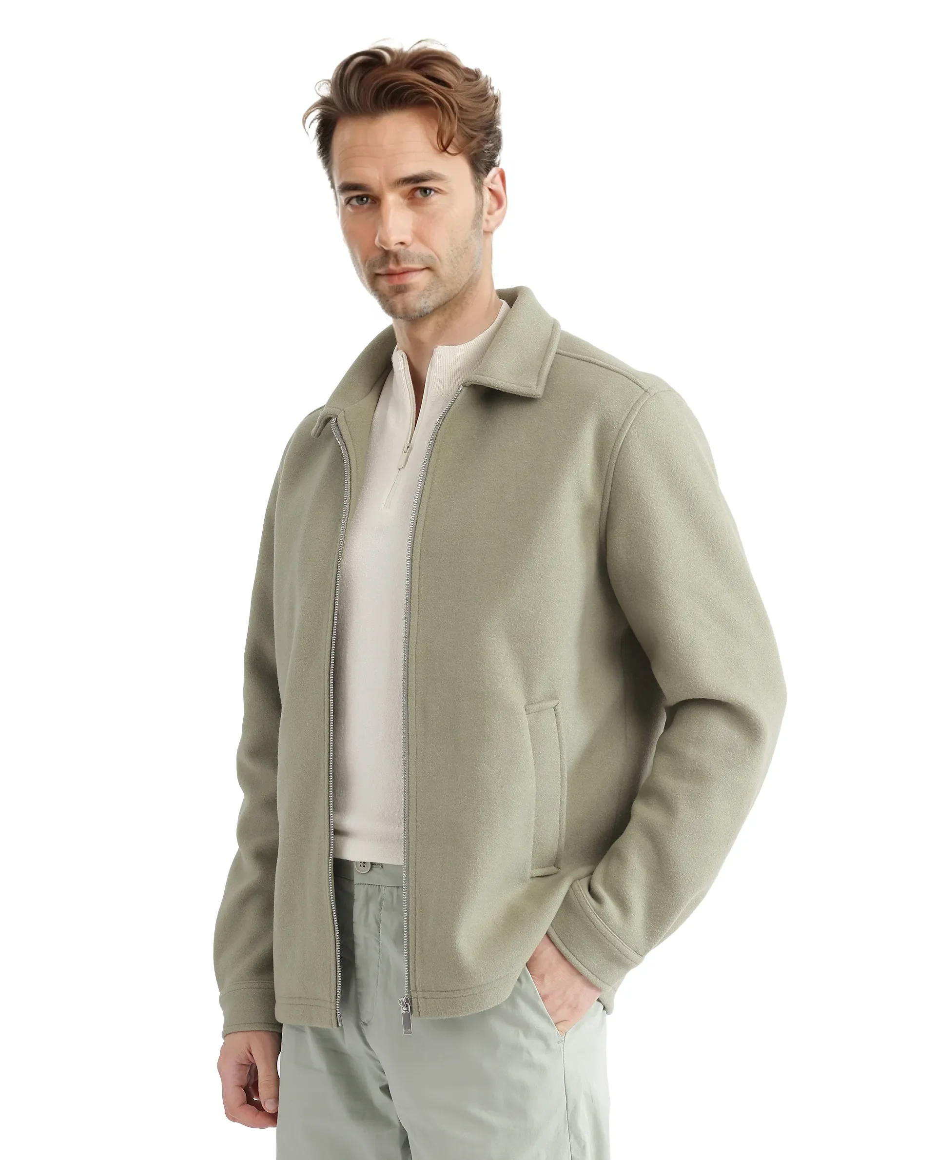 Rare Rabbit Men's Tweeder-2 Pastel Green Polyester Blend Plain Relaxed Fit Full Sleeve Spread Collar Jacket - Image 8
