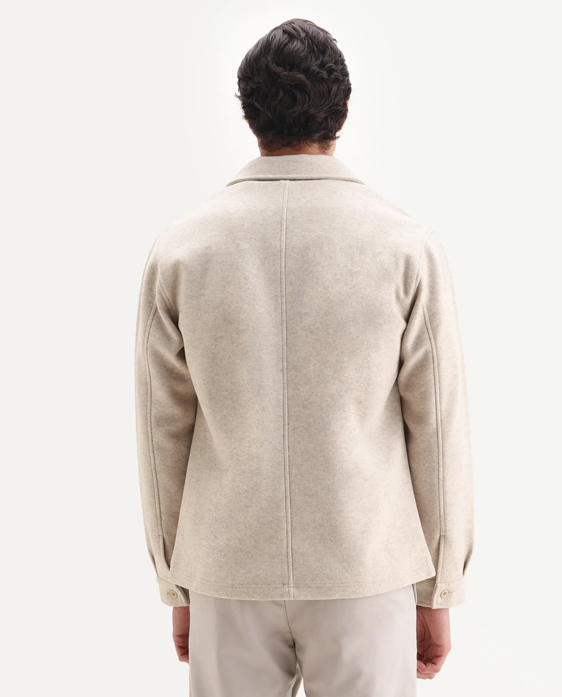 Rare Rabbit Men's Tweeder-25 Beige Polyester Blend Fabric Collared Neck Regular Fit Plain Jacket - Image 7