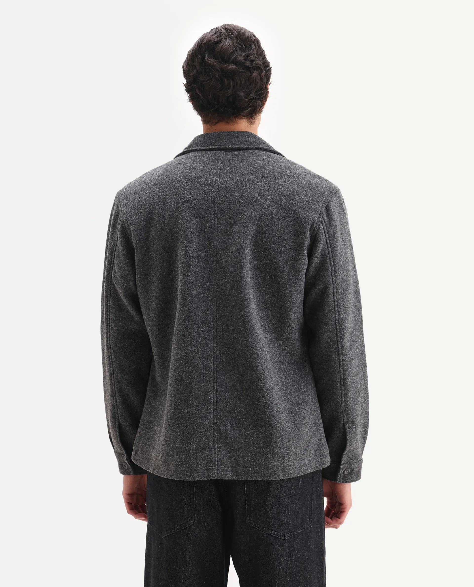 Rare Rabbit Men's Tweeder-25 Grey Polyester Blend Fabric Collared Neck Regular Fit Plain Jacket - Image 7