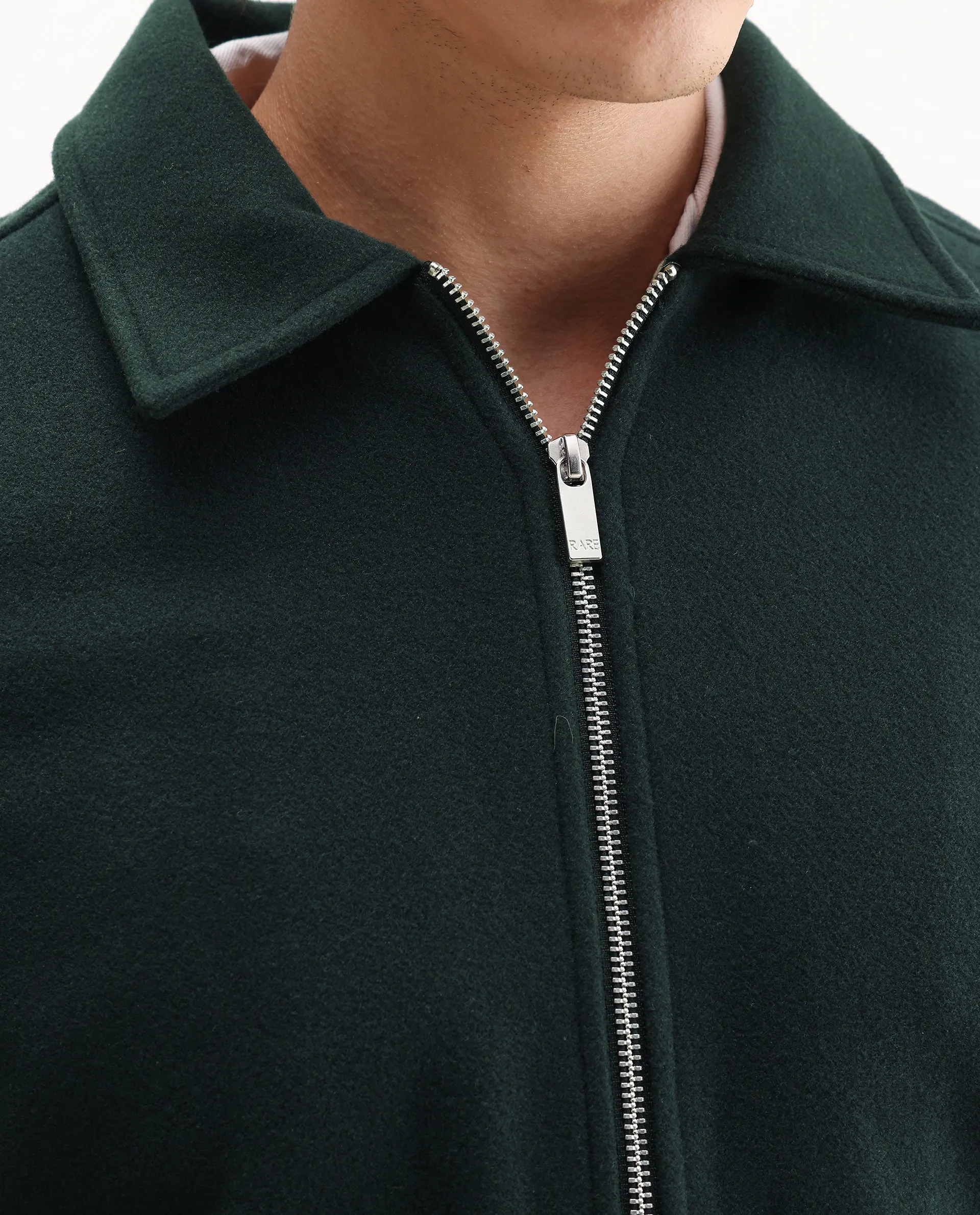 Rare Rabbit Men's Tweeder-25 Teal Polyester Blend Fabric Collared Neck Regular Fit Plain Jacket - Image 5