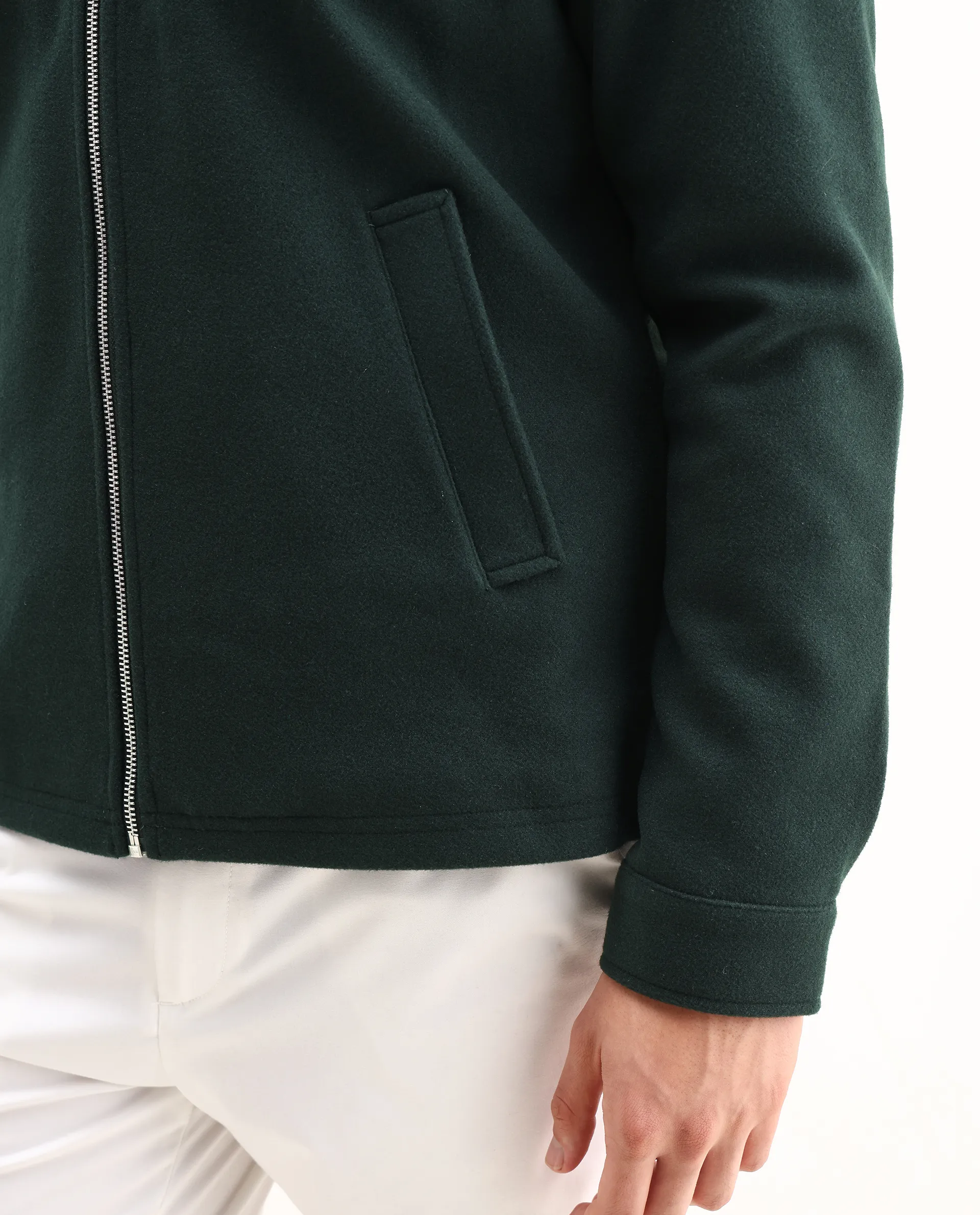 Rare Rabbit Men's Tweeder-25 Teal Polyester Blend Fabric Collared Neck Regular Fit Plain Jacket - Image 7