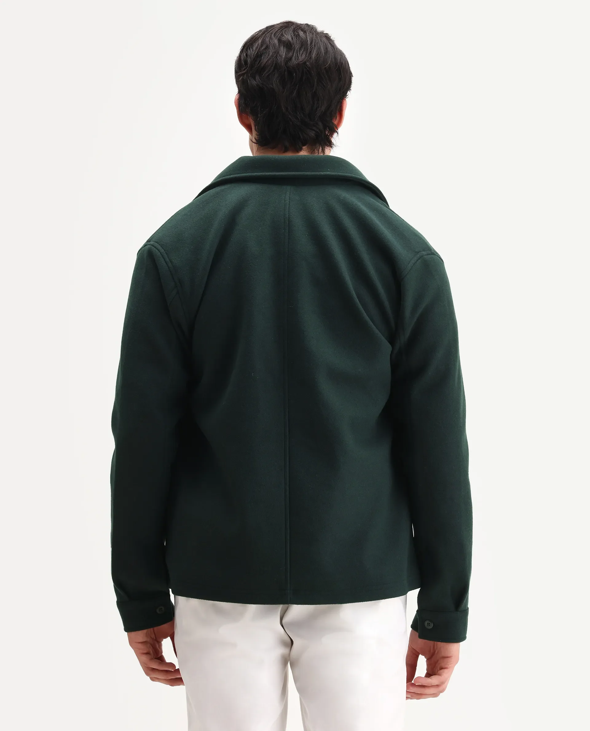 Rare Rabbit Men's Tweeder-25 Teal Polyester Blend Fabric Collared Neck Regular Fit Plain Jacket - Image 9
