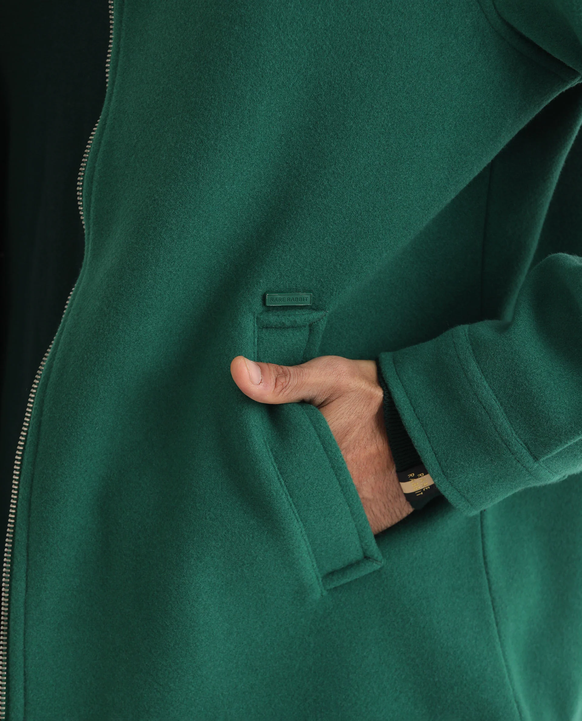 Rare Rabbit Men's Tweeder Green Polyester Textured Regular Fit Full Sleeve Spread Collar Jacket - Image 3