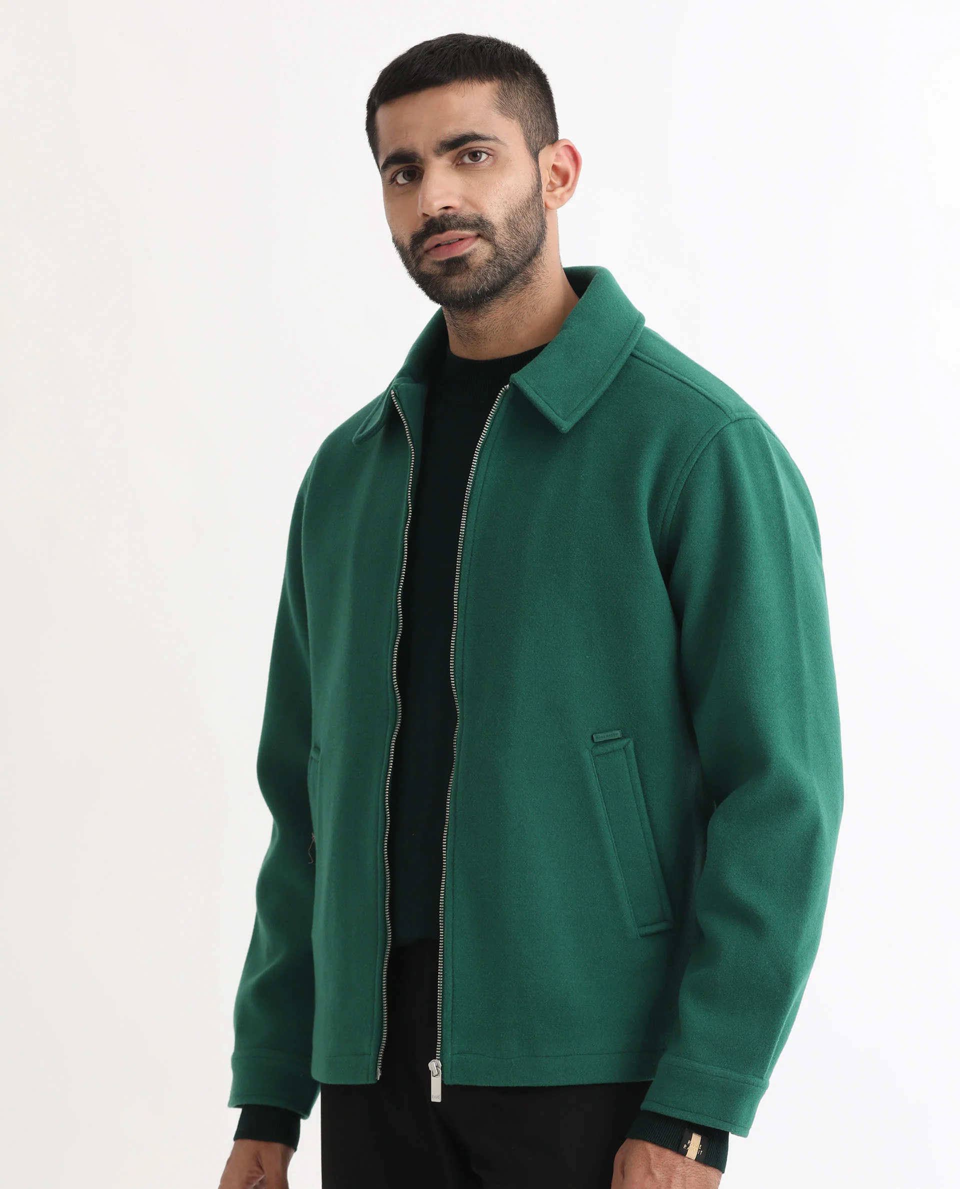 Rare Rabbit Men's Tweeder Green Polyester Textured Regular Fit Full Sleeve Spread Collar Jacket - Image 5