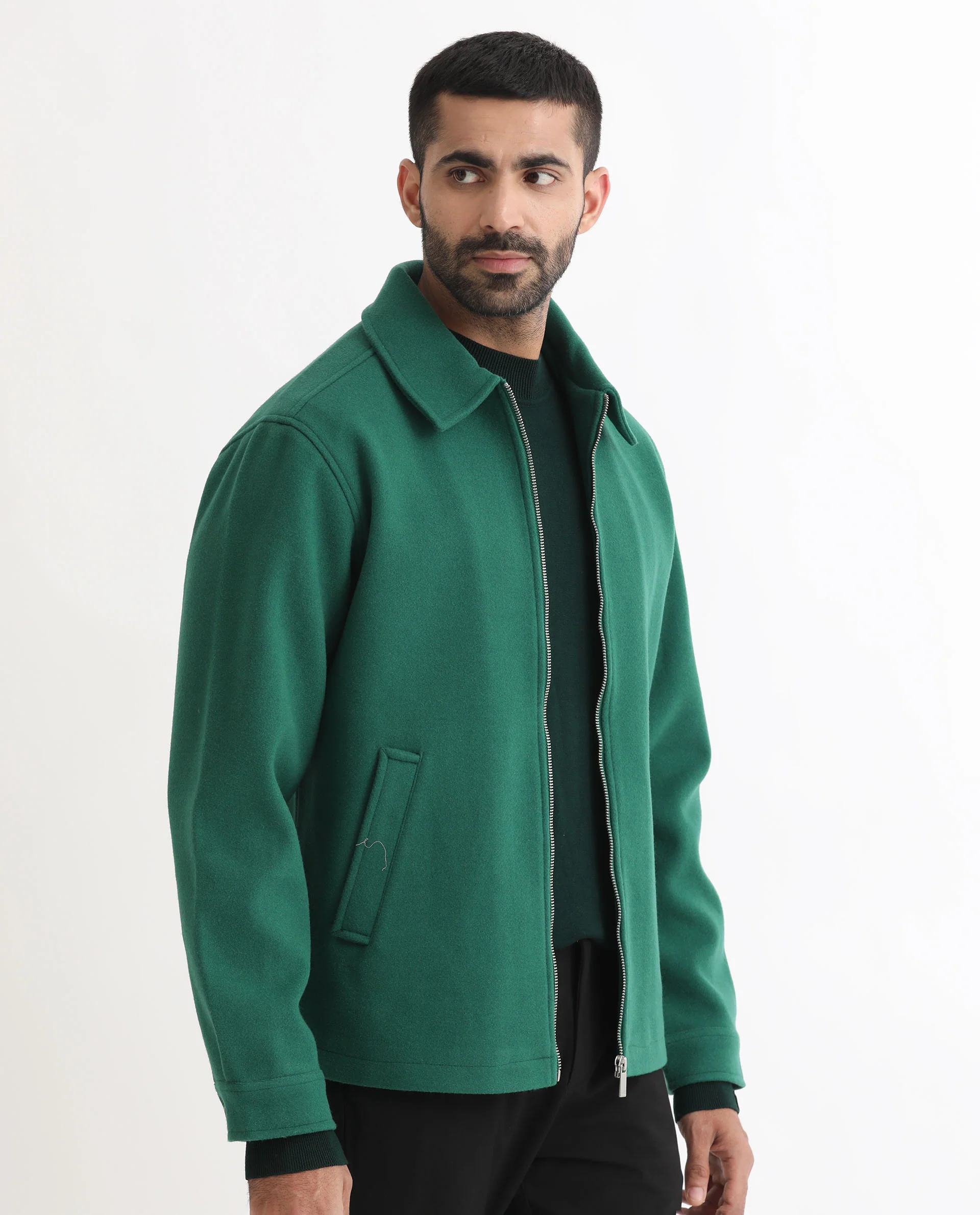 Rare Rabbit Men's Tweeder Green Polyester Textured Regular Fit Full Sleeve Spread Collar Jacket - Image 6