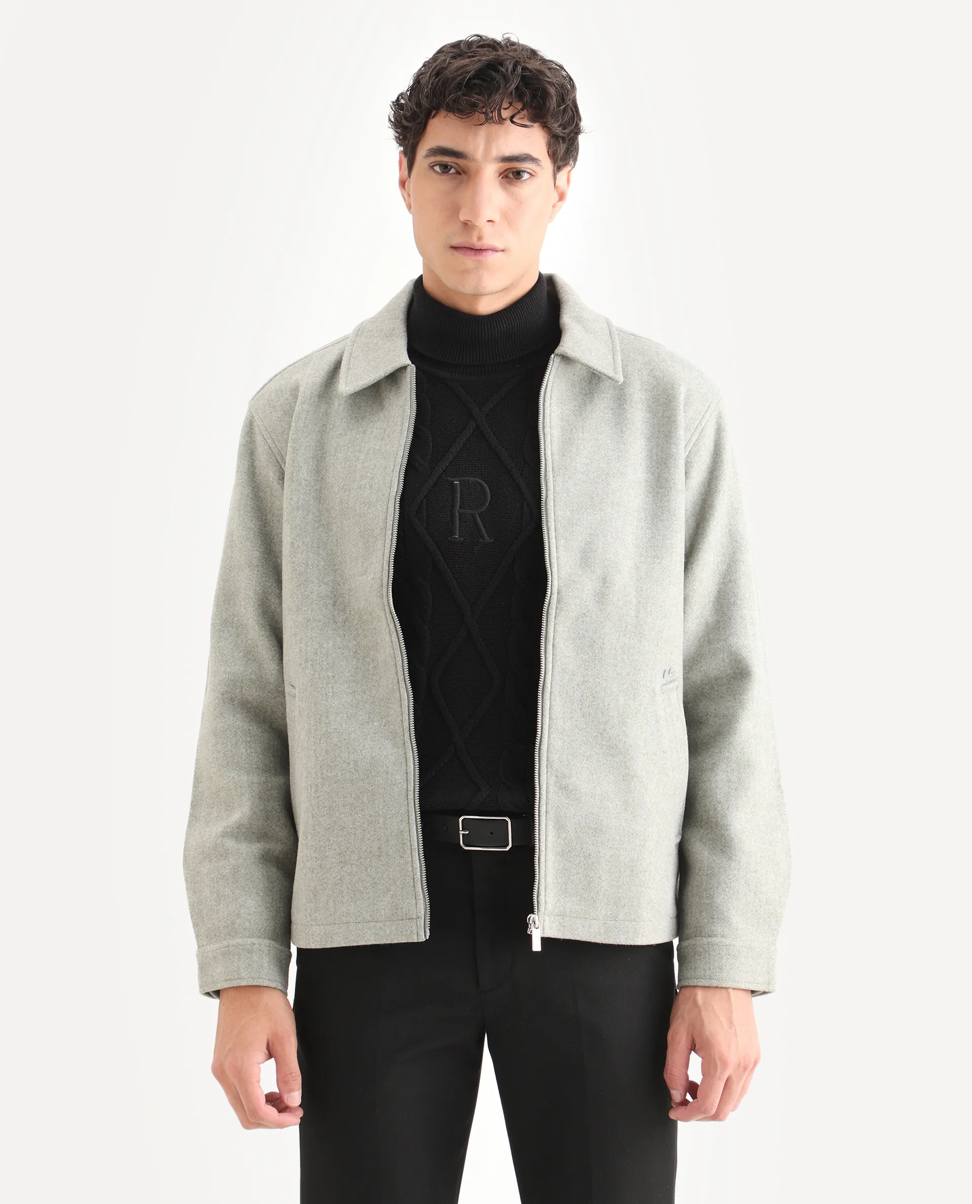 Rare Rabbit Men's Tweeder Light Green Plain Regular Fit Full Sleeve Collared Jacket - Image 6