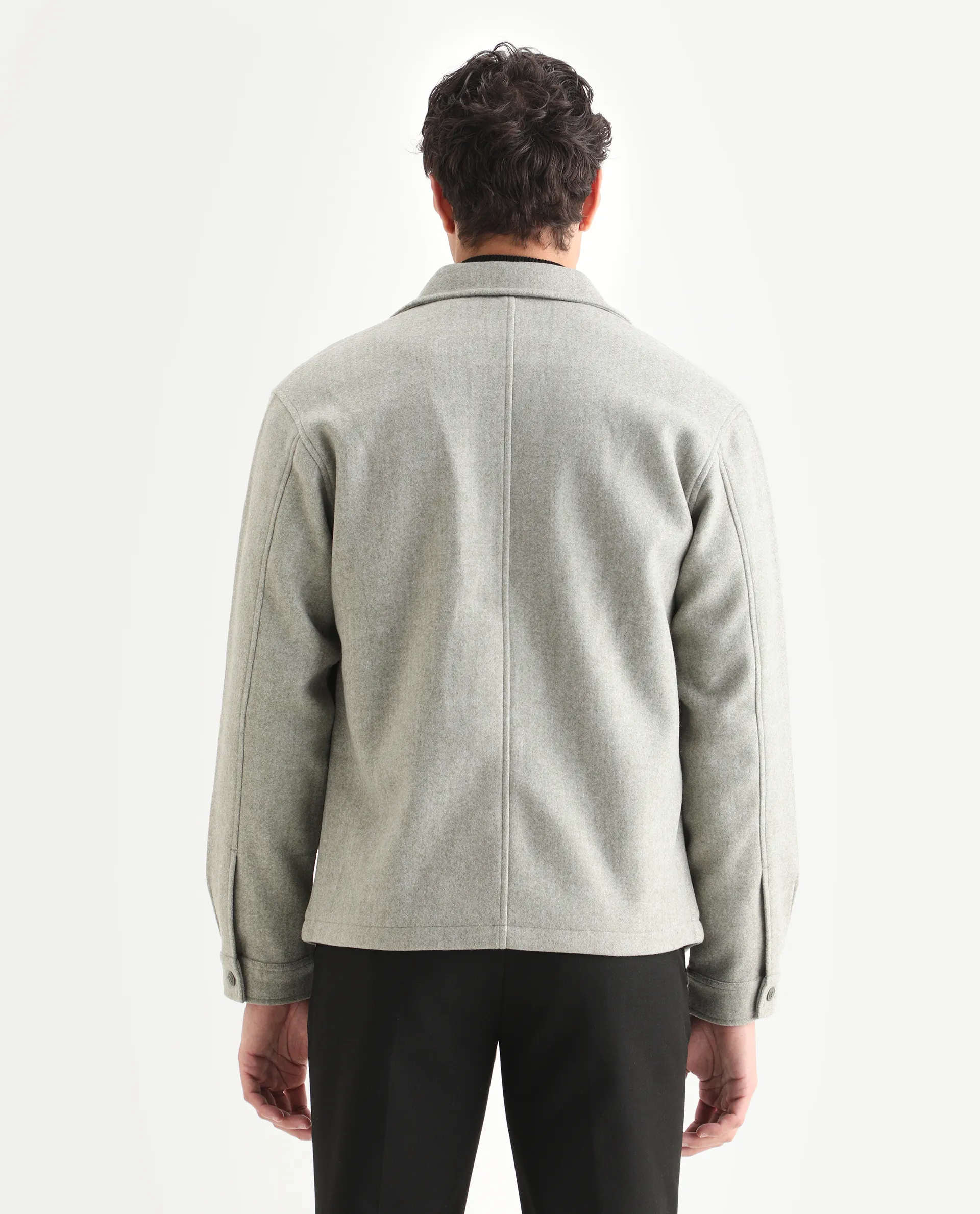 Rare Rabbit Men's Tweeder Light Green Plain Regular Fit Full Sleeve Collared Jacket - Image 7