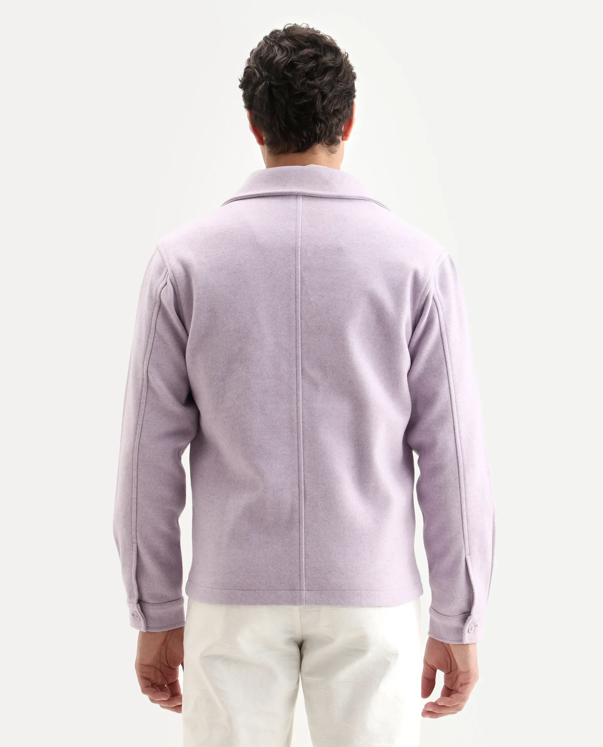 Rare Rabbit Men's Tweeder Pastel Purple Polyester Textured Regular Fit Full Sleeve Spread Collar Jacket - Image 7