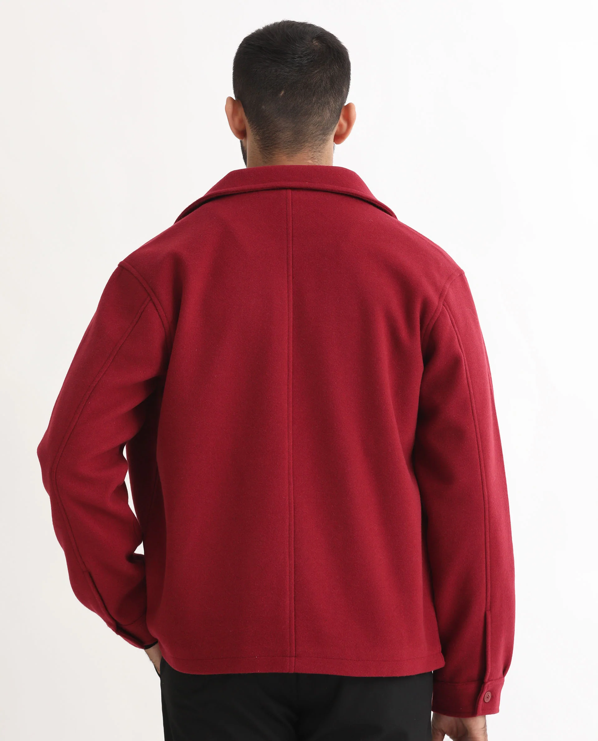 Rare Rabbit Men's Tweeder Red Polyester Textured Regular Fit Full Sleeve Spread Collar Jacket - Image 9
