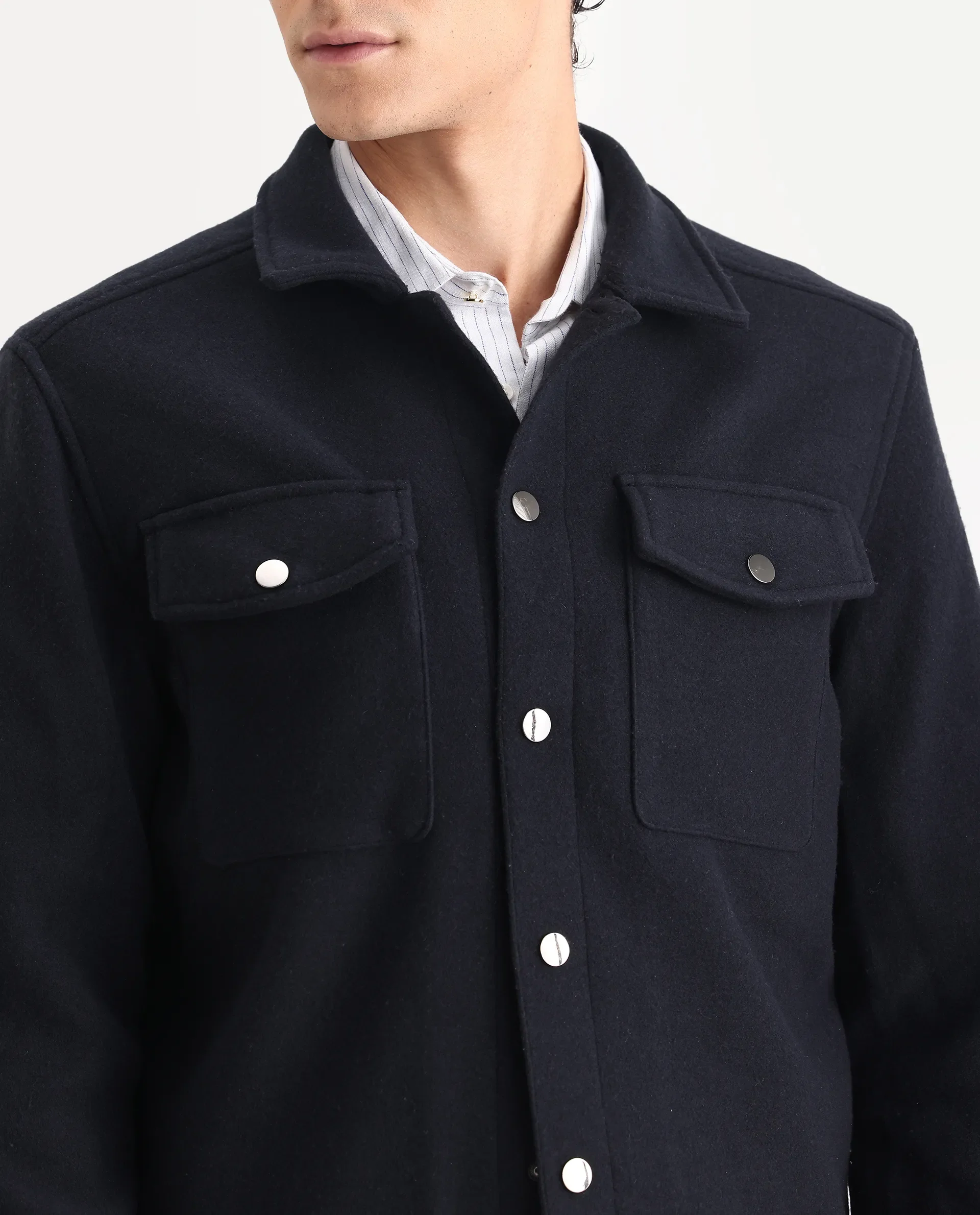 Rare Rabbit Men's Tweedo-2 Dark Navy Polyester Textured Relaxed Fit Full Sleeve Spread Collar Jacket - Image 3
