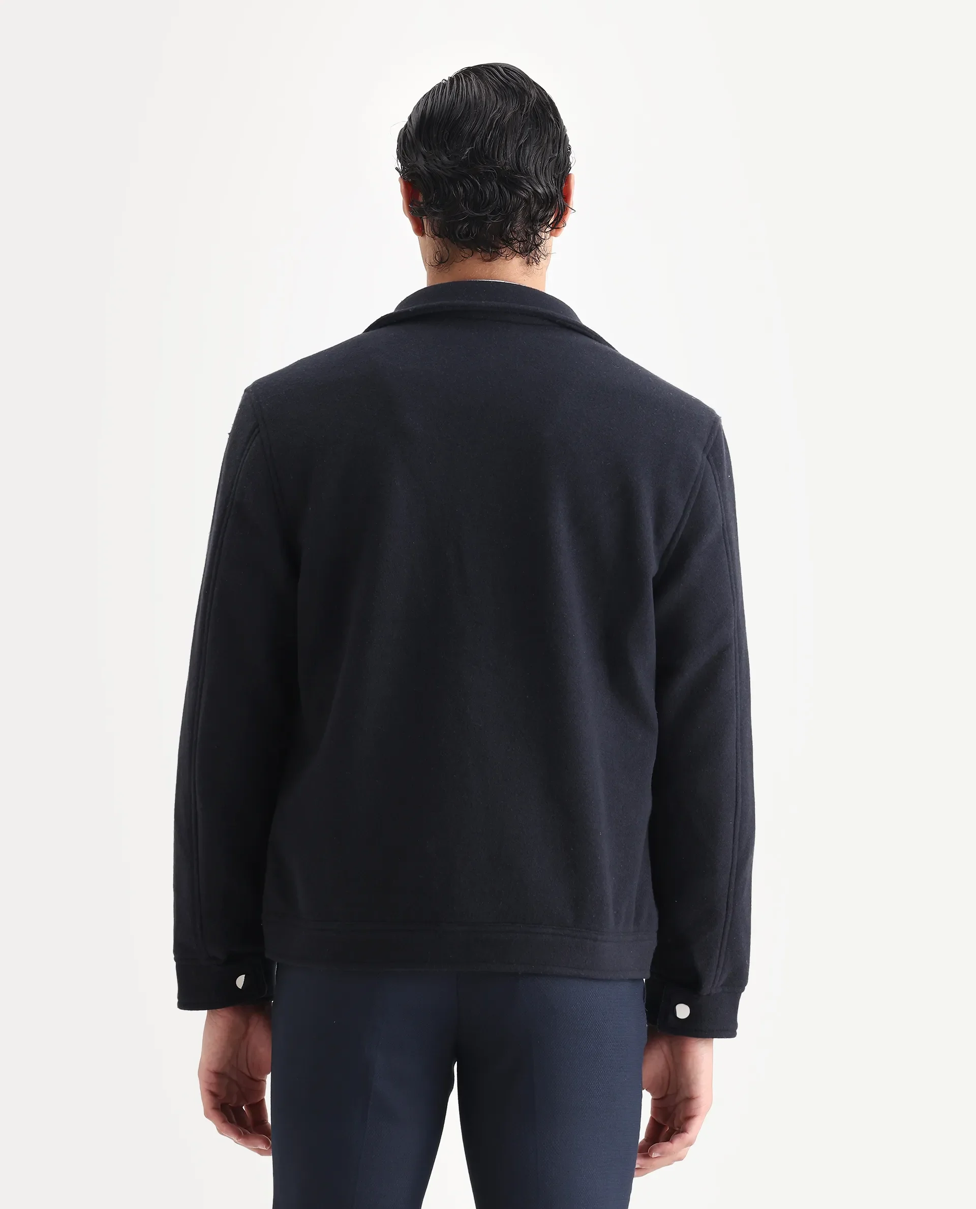 Rare Rabbit Men's Tweedo-2 Dark Navy Polyester Textured Relaxed Fit Full Sleeve Spread Collar Jacket - Image 7