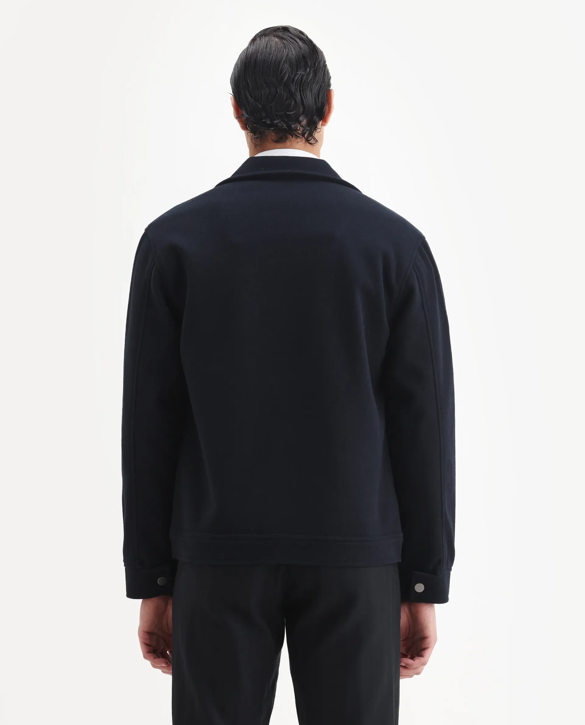 Rare Rabbit Men's Tweedo-25 Navy Olyester Textured Relaxed Fit Full Sleeve Spread Collar Jacket - Image 7