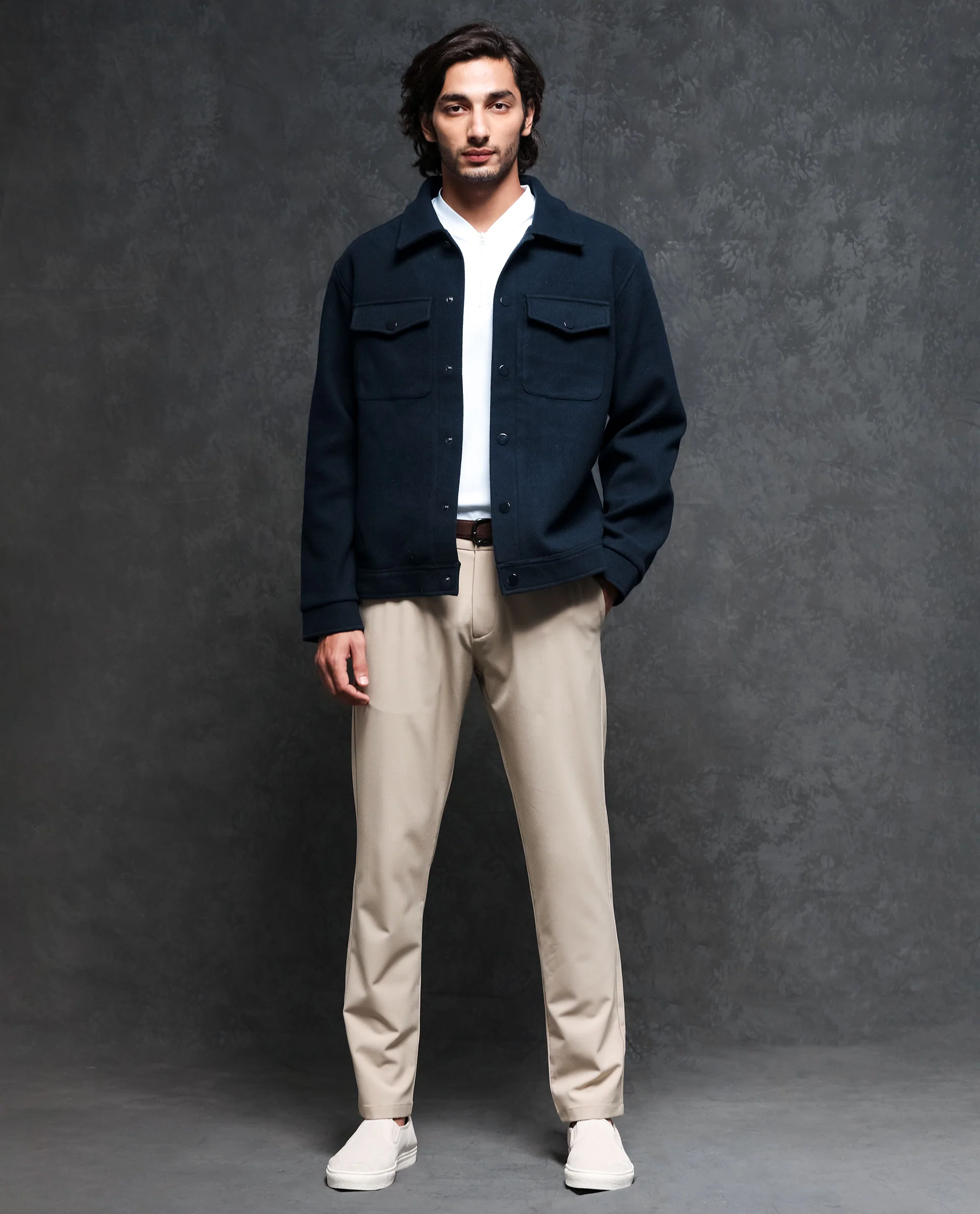 Rare Rabbit Men's Tweedo Navy Polyester Textured Regular Fit Full Sleeve Spread Collar Jacket - Image 2