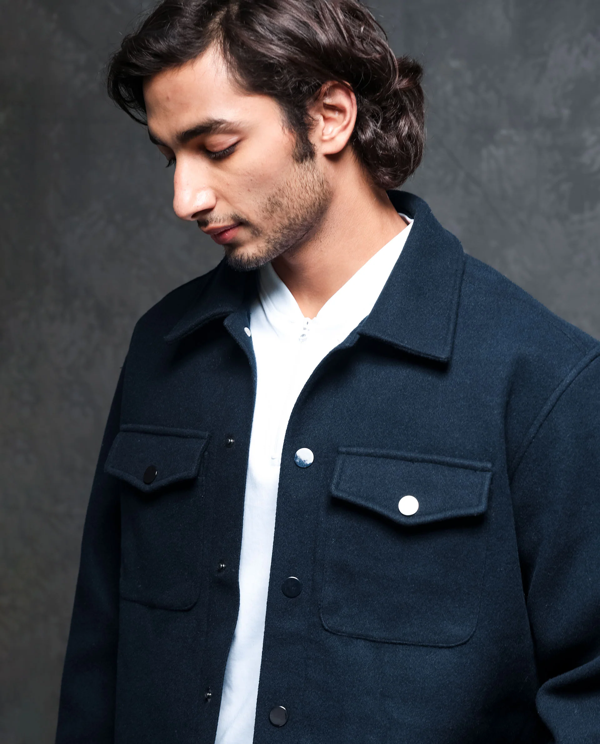 Rare Rabbit Men's Tweedo Navy Polyester Textured Regular Fit Full Sleeve Spread Collar Jacket - Image 4