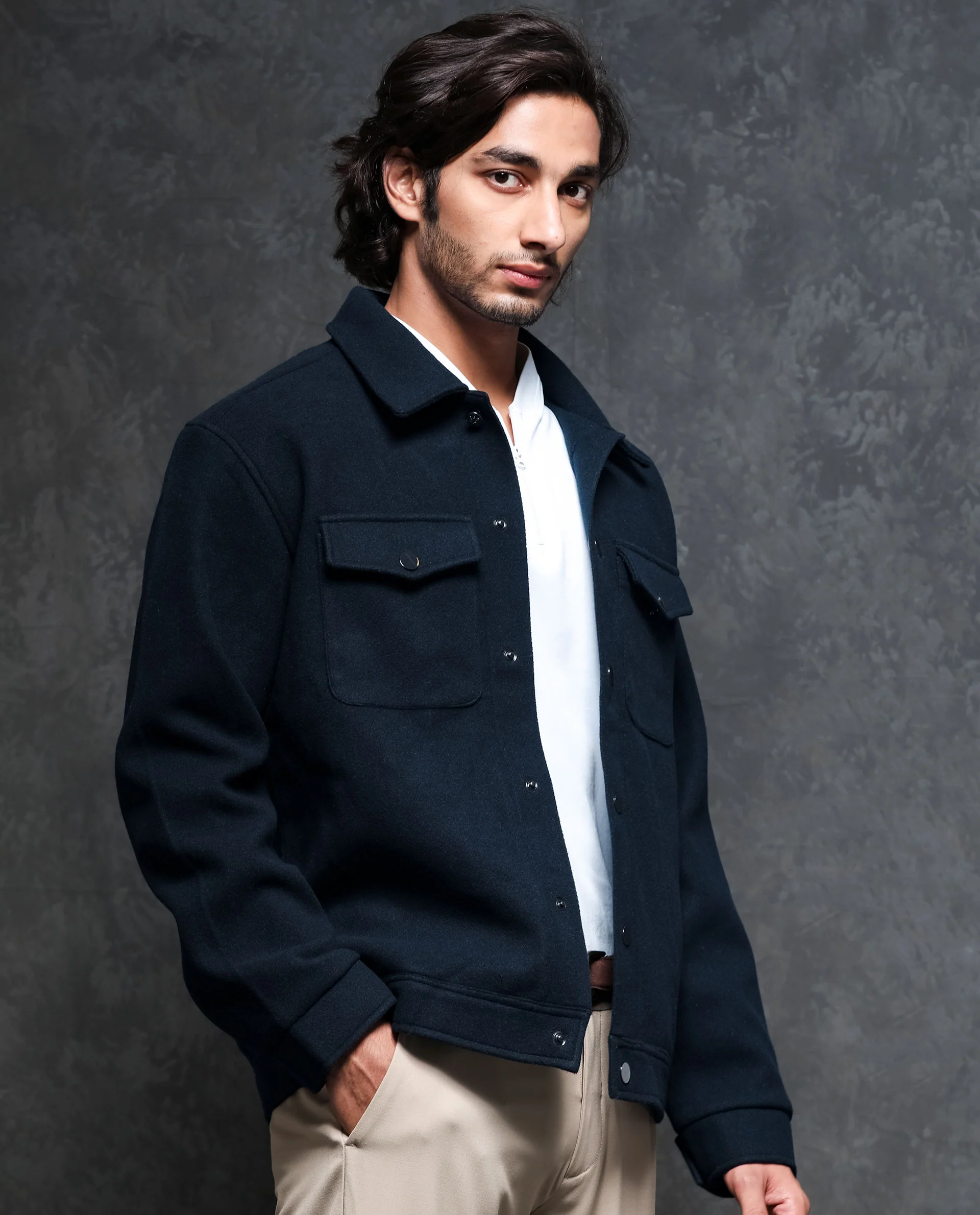 Rare Rabbit Men's Tweedo Navy Polyester Textured Regular Fit Full Sleeve Spread Collar Jacket - Image 5
