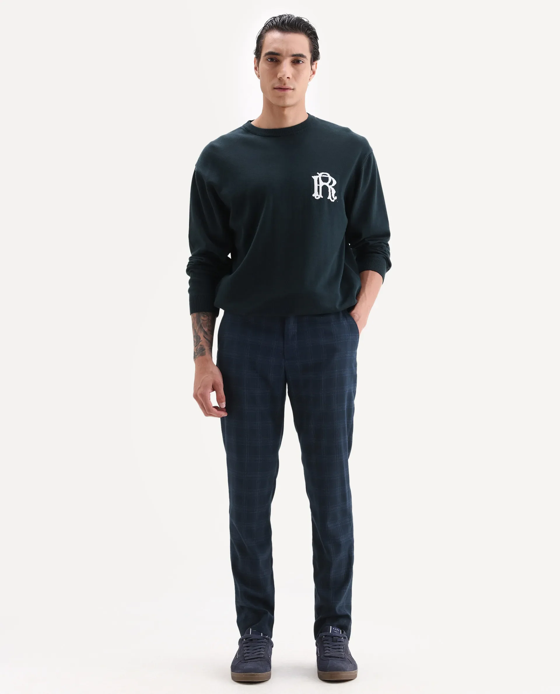 Rare Rabbit Men's Twig Navy Polyester Checked Print Regular Fit Trouser - Image 7