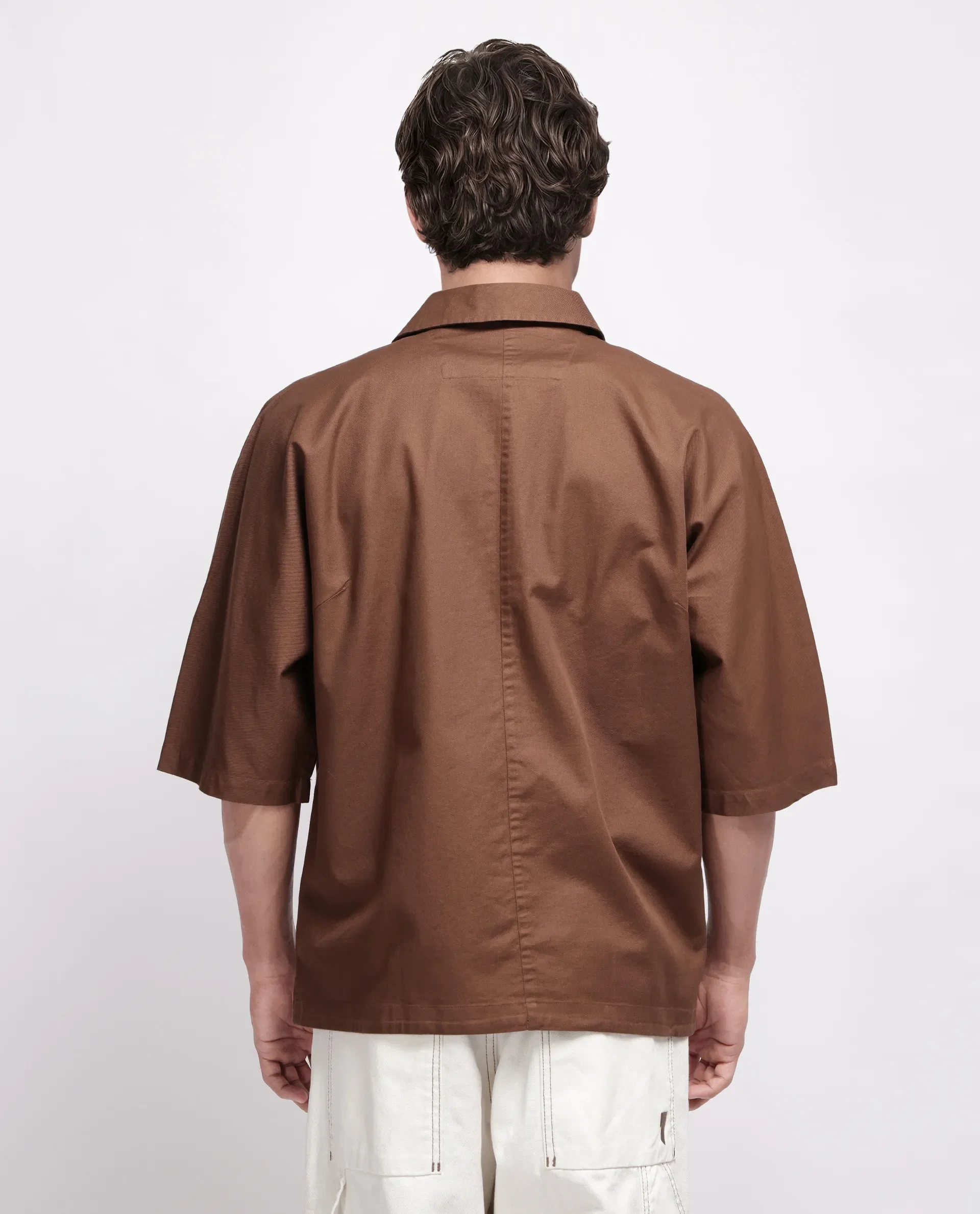 Rare Rabbit Men's Twillt Brown Cotton Plain Oversized Fit Full Sleeve Collared Shirt - Image 4