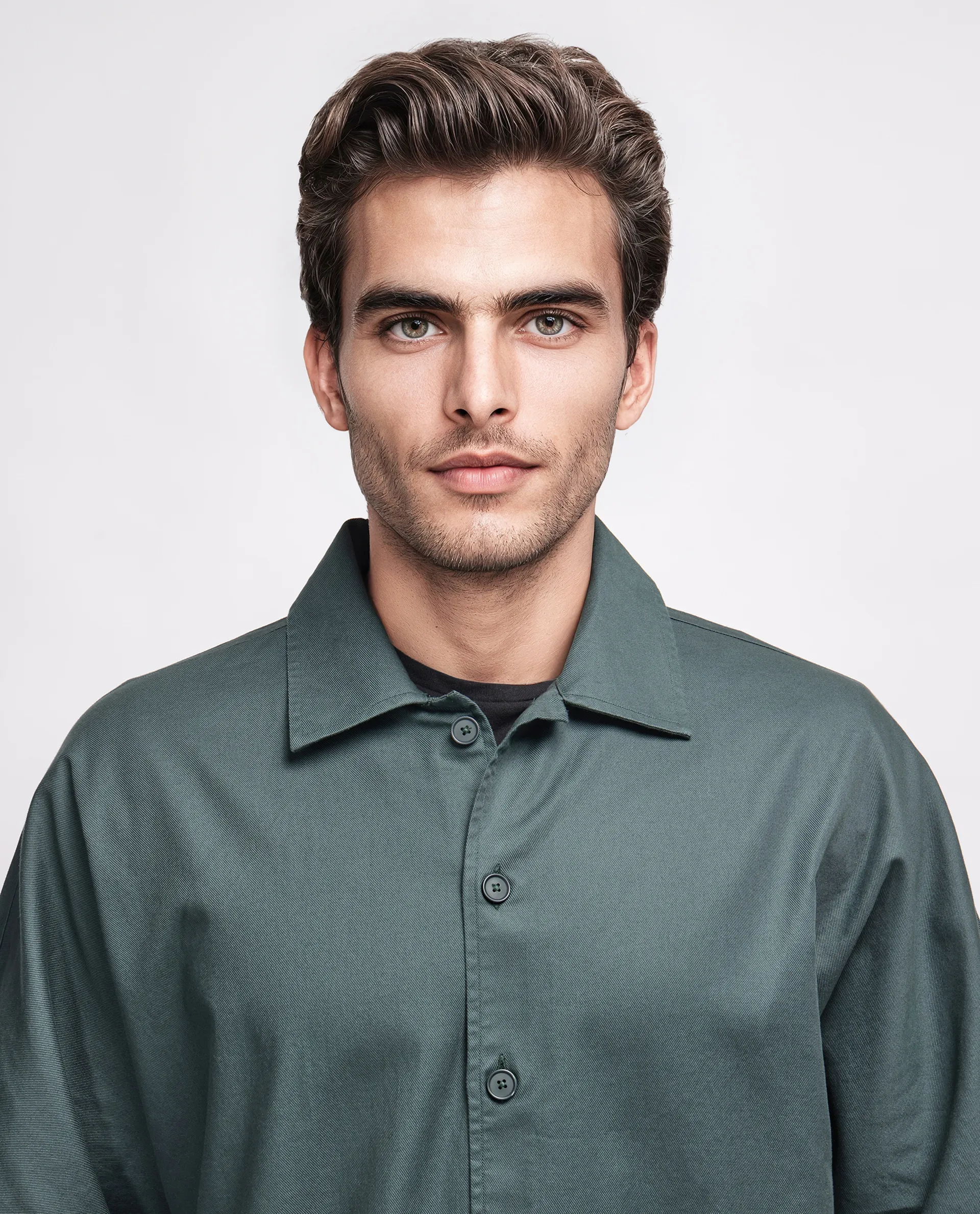 Rare Rabbit Men's Twillt Dark Green Cotton Plain Oversized Fit Full Sleeve Collared Shirt - Image 8