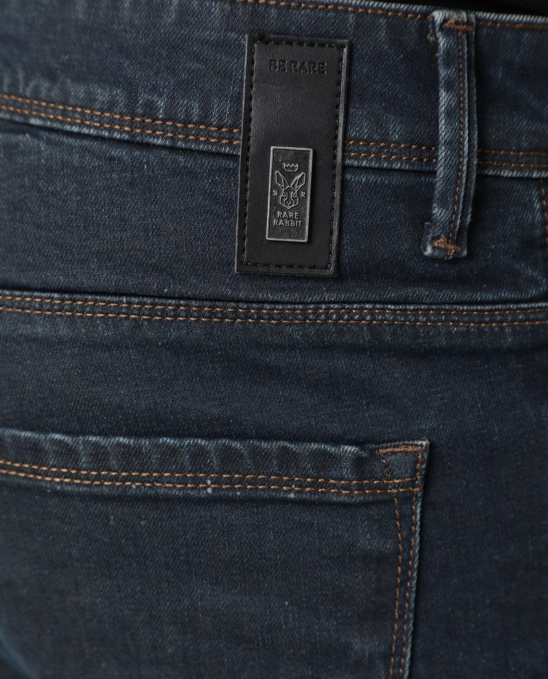 Rare Rabbit Men's Twix Brown Cotton Plain Hawk Slim Fit Jeans - Image 6