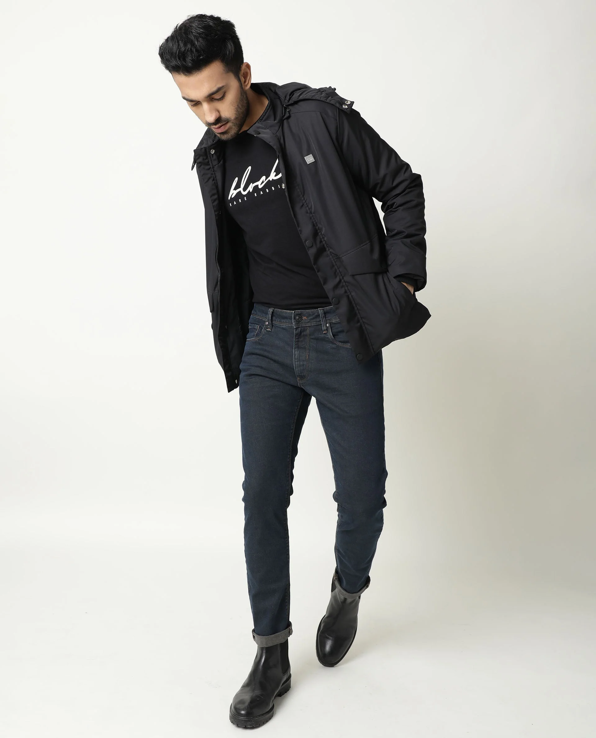 Rare Rabbit Men's Twix Brown Cotton Plain Hawk Slim Fit Jeans - Image 9