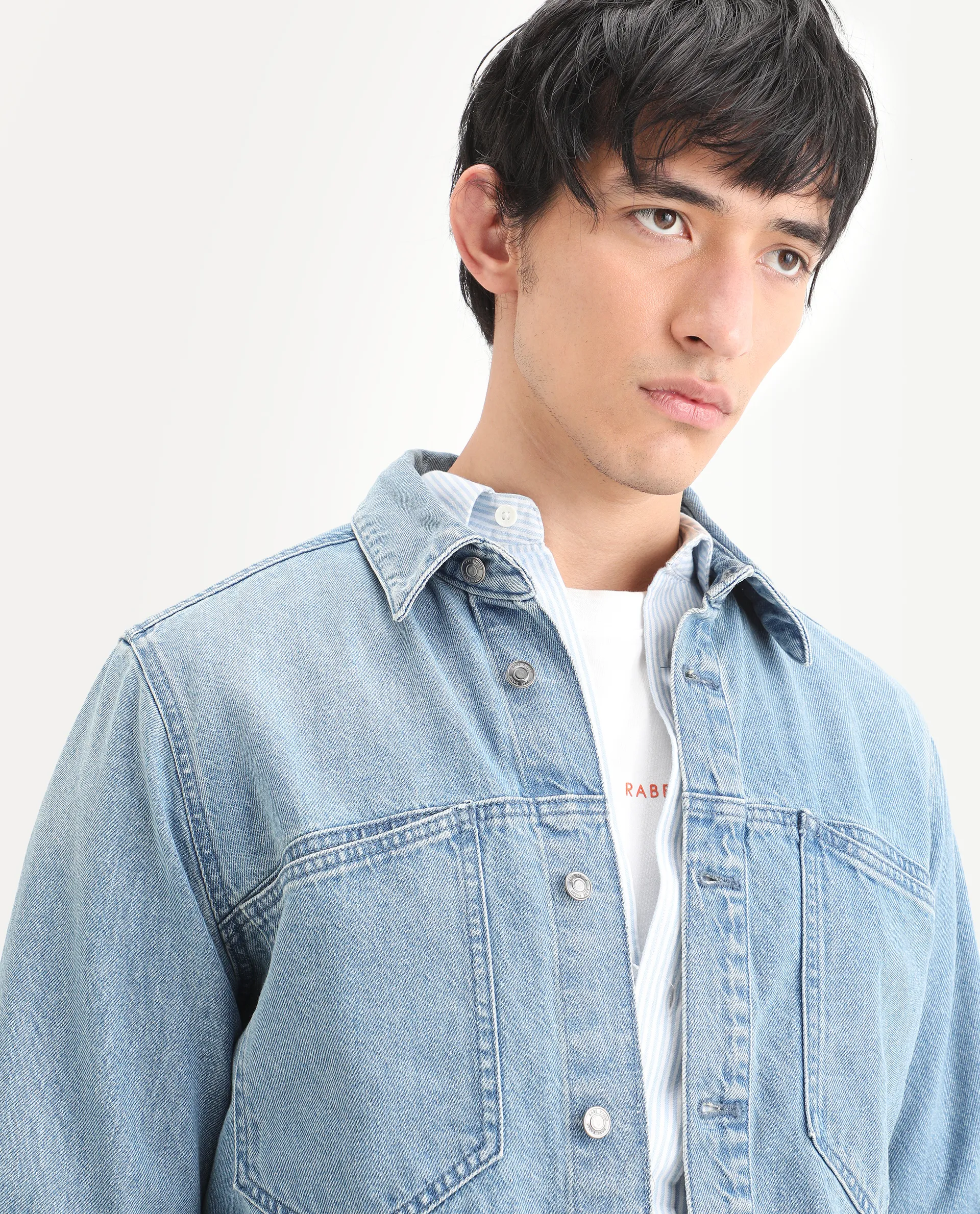 Rare Rabbit Men's Tycho Blue Cotton Plain Oversized Fit Full Sleeve Spread Collar Jacket - Image 4