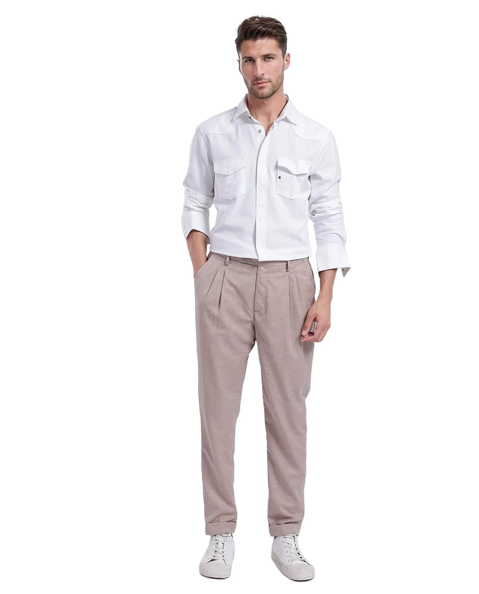 Rare Rabbit Men's Cotton Plain Regular Fit Full Sleeve Collared Shirt - Image 2