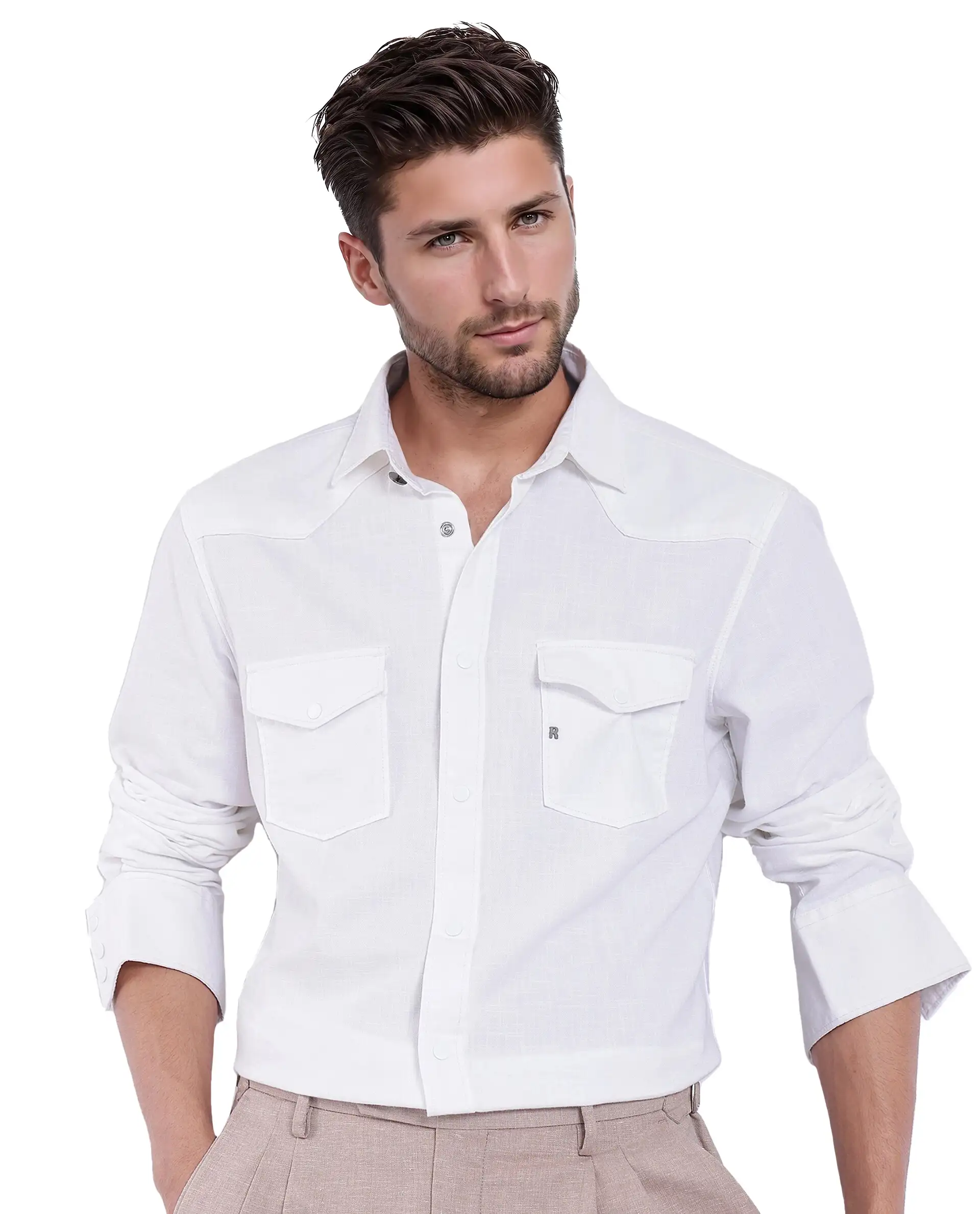 Rare Rabbit Men's Cotton Plain Regular Fit Full Sleeve Collared Shirt - Image 8