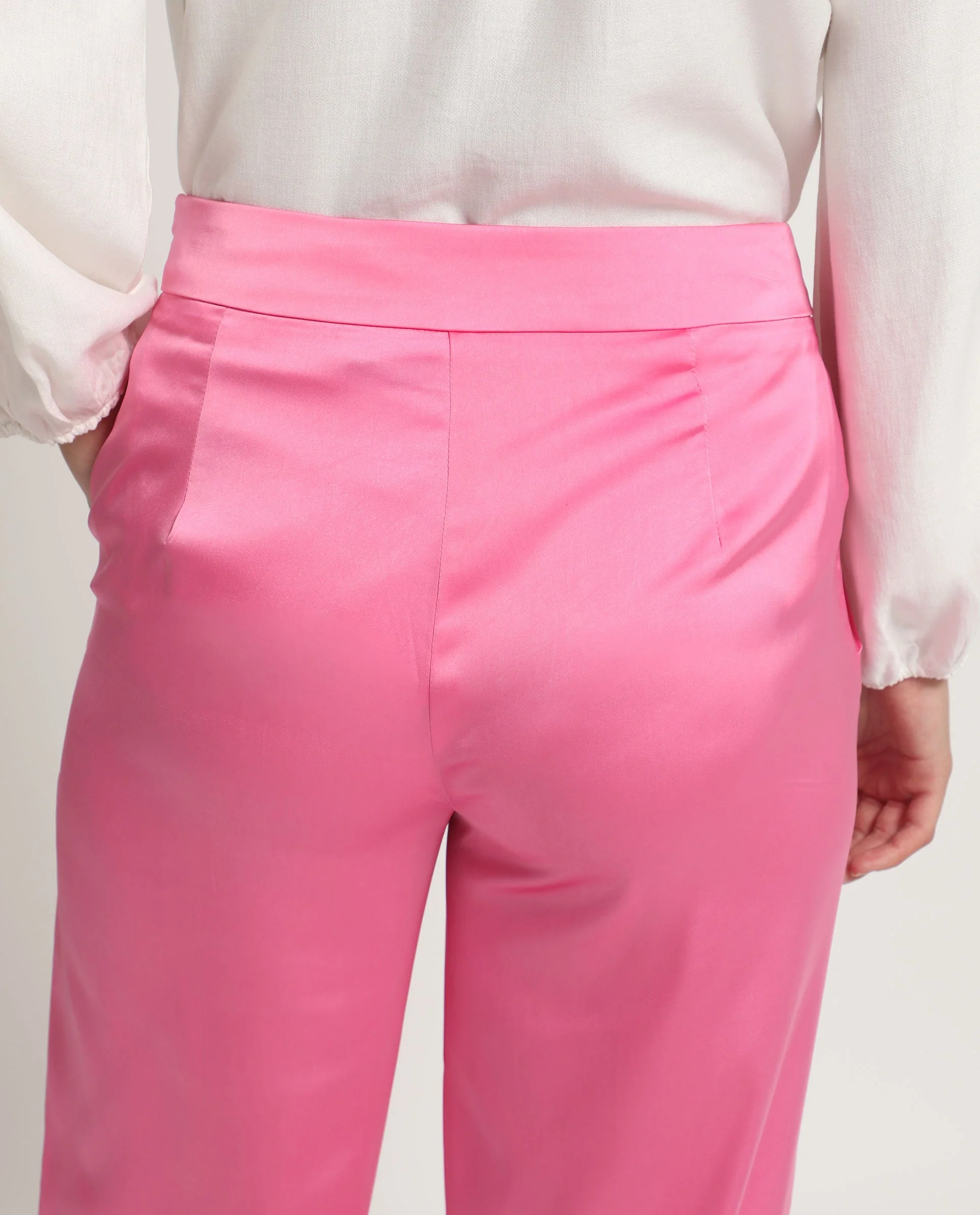 Rareism Women's Ucher Pink Polyester Plain Ankle Length Relaxed Fit Trouser - Image 9